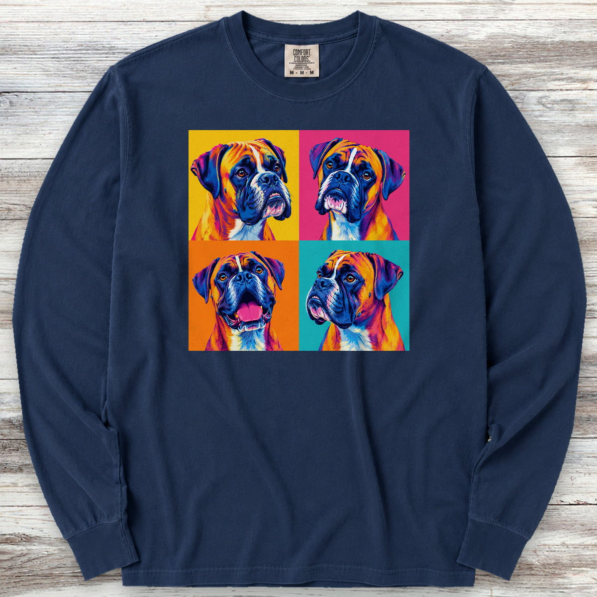 Boxer Pop Art Long Sleeve Tee - True Navy