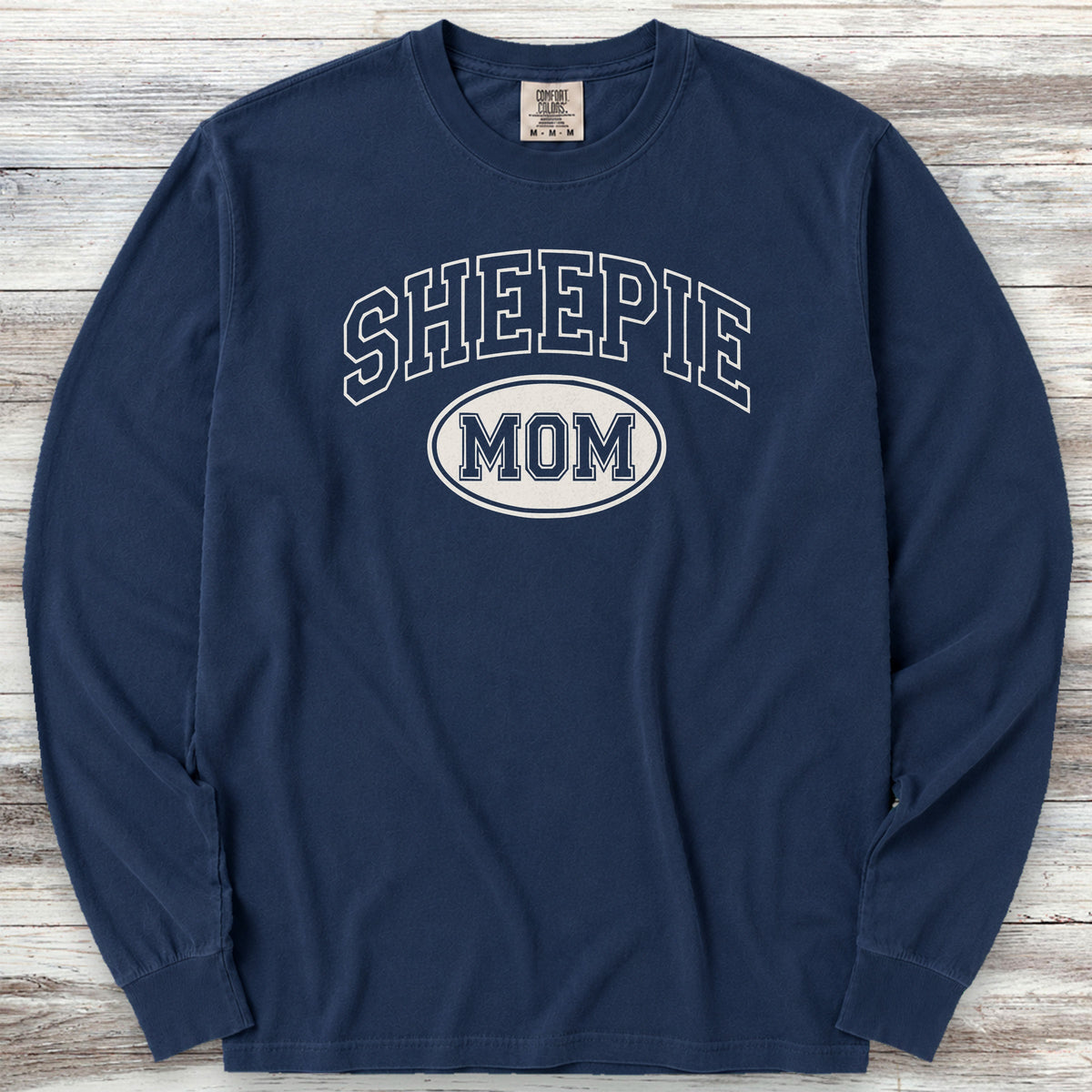 Old English Sheepdog University Sheepie Mom Long Sleeve Tee - True Navy