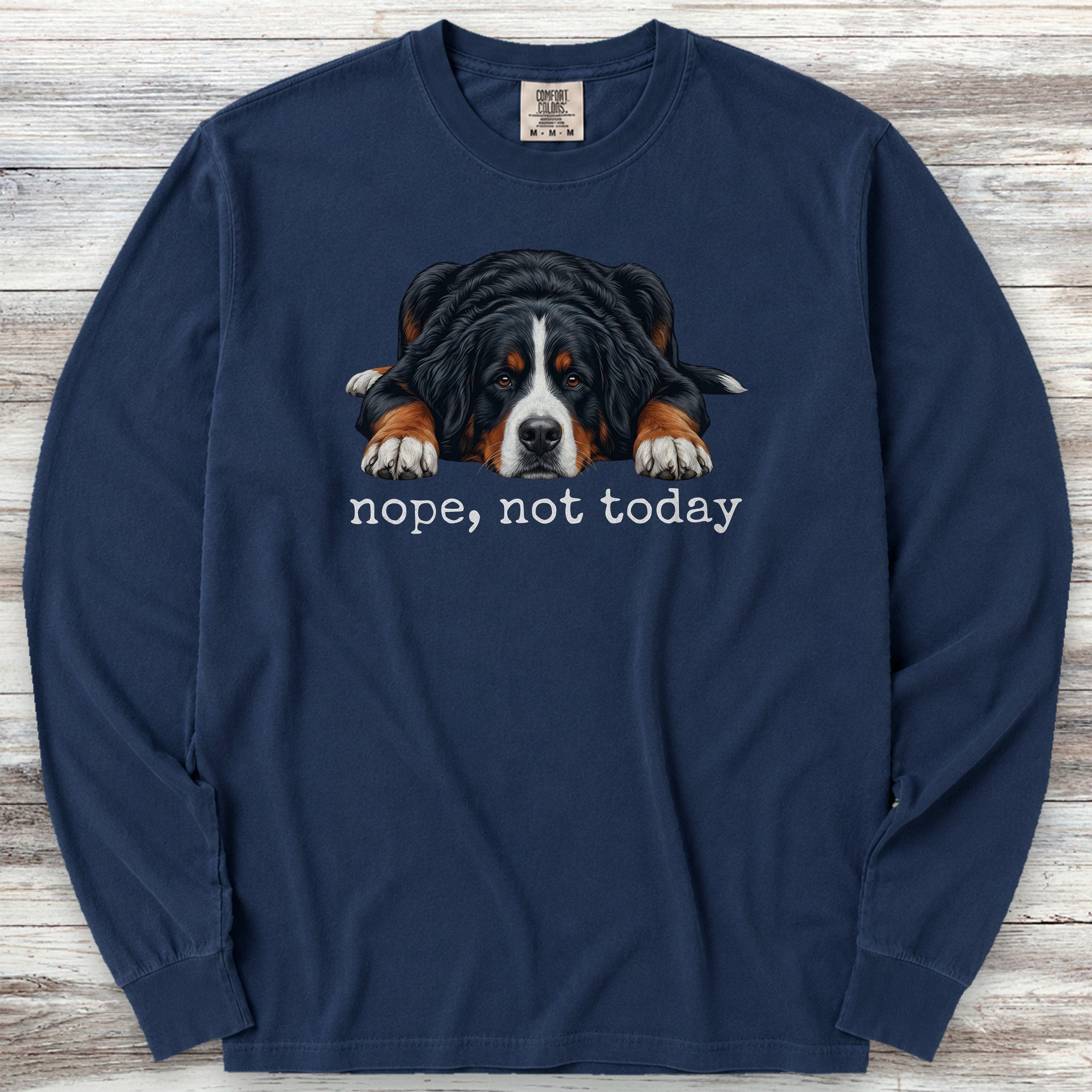 Swiss Mountain Dog Nope Long Sleeve Tee - True Navy