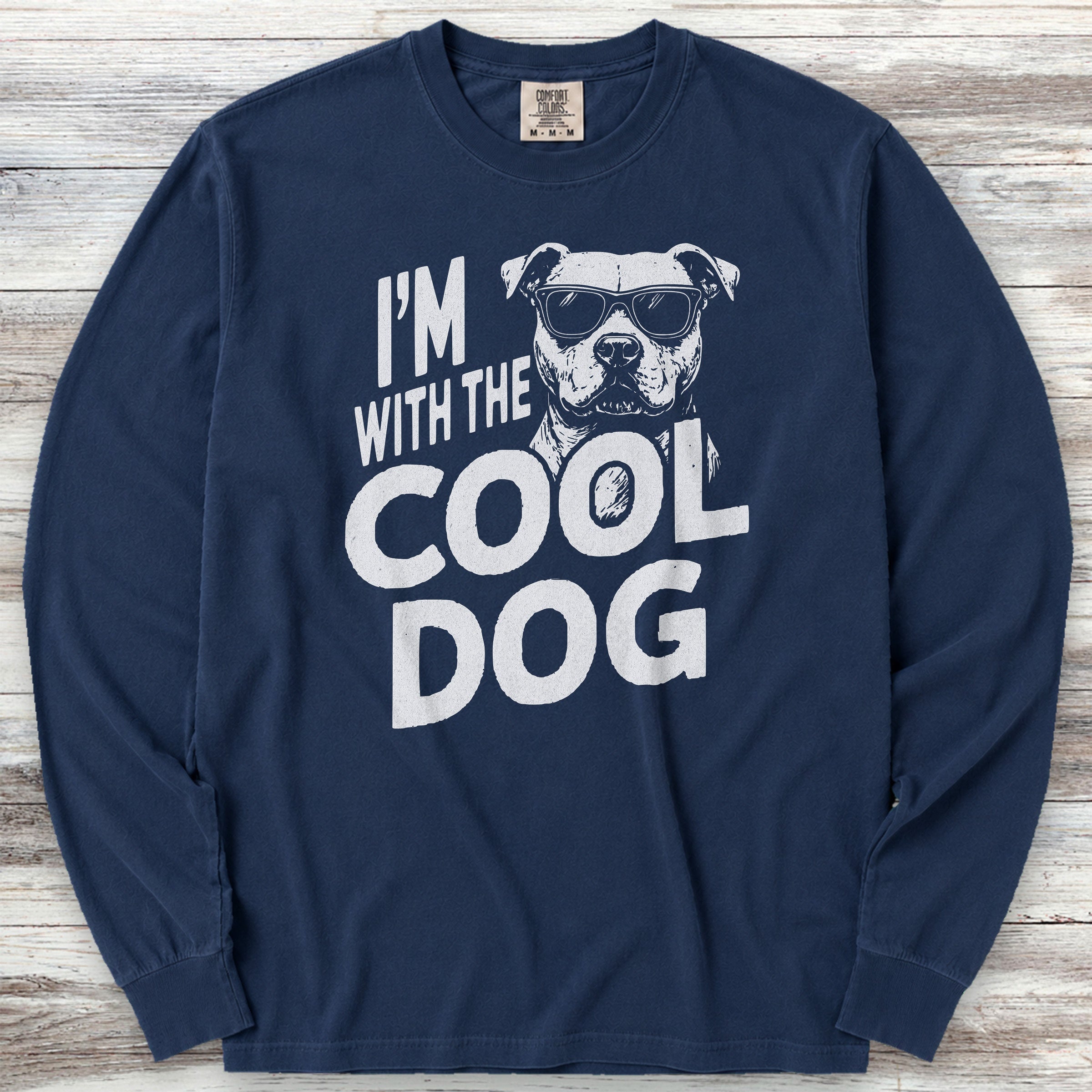 Pit Bull Cool Dog Long Sleeve Tee - True Navy