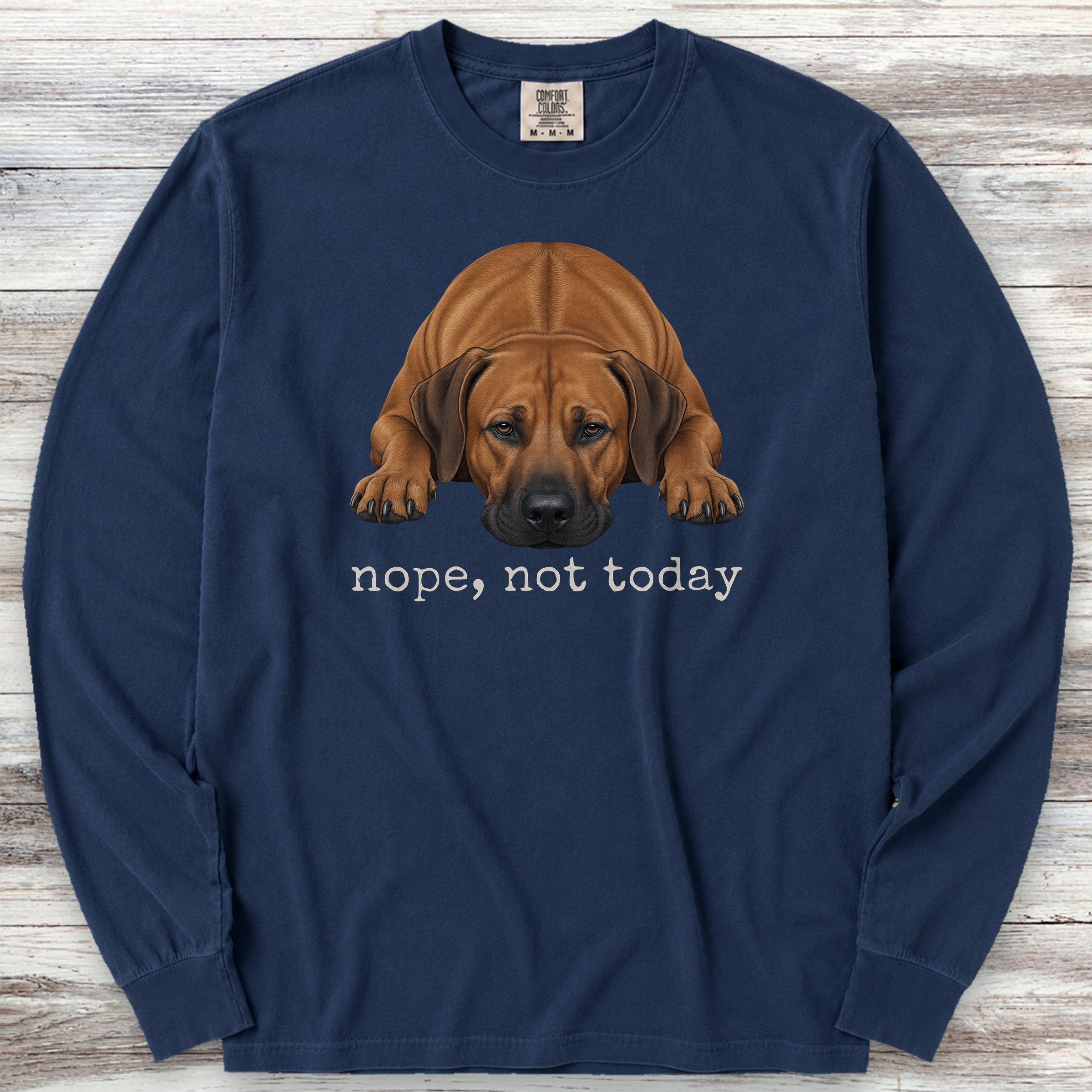 Rhodesian Ridgeback Nope Long Sleeve Tee - True Navy