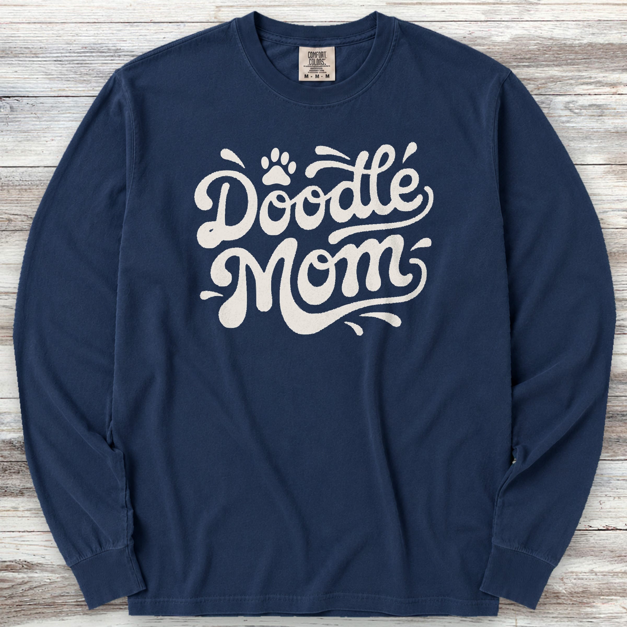 Doodle Groovy Mom Long Sleeve Tee - True Navy
