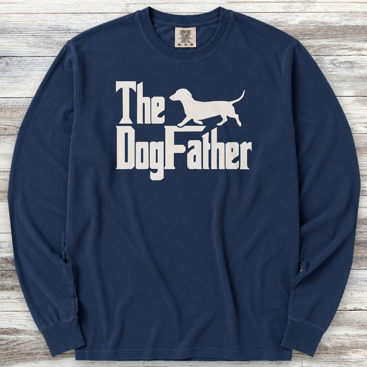 Dachshund Dog Father Long Sleeve Tee - True Navy