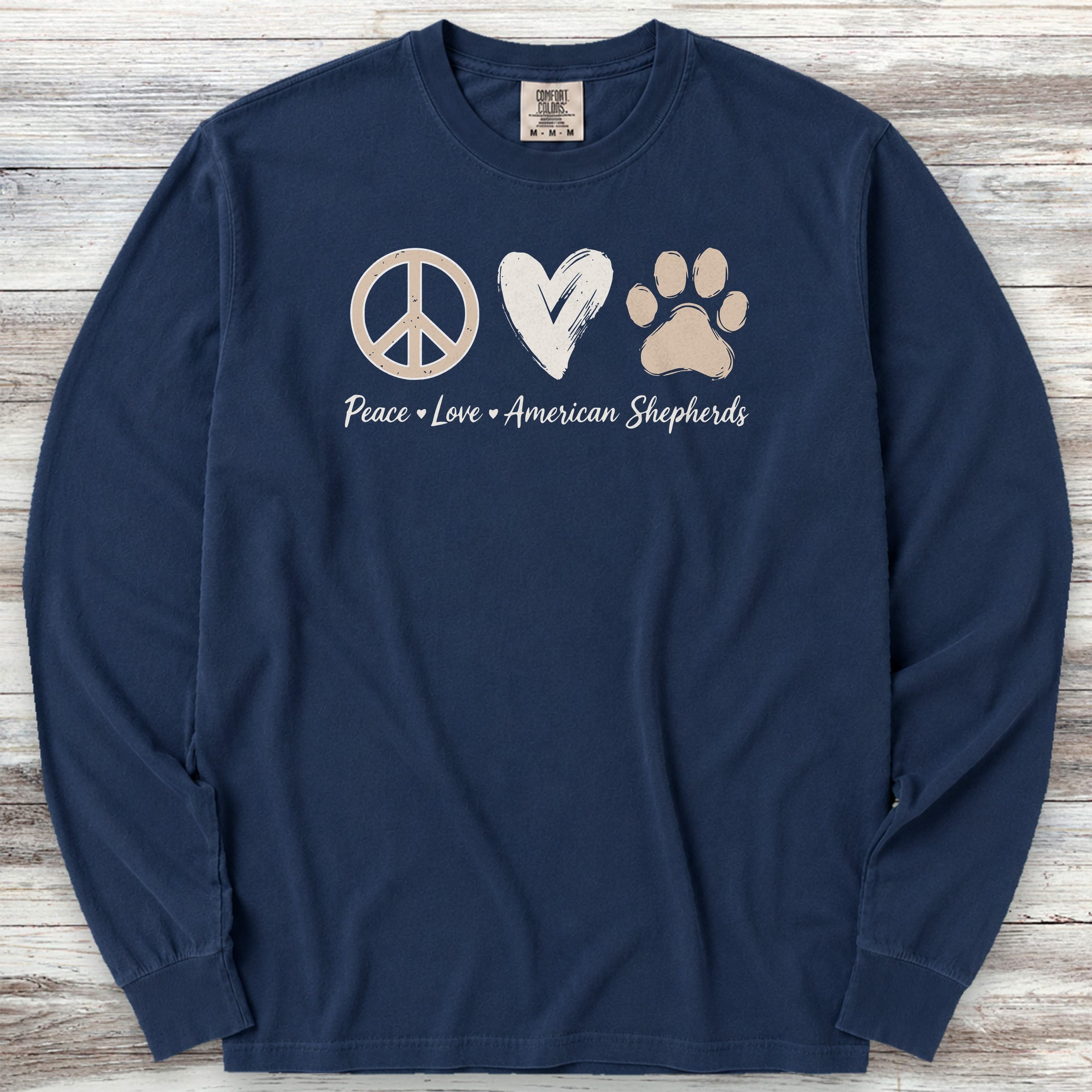 American Shepherd Peace Long Sleeve Tee - True Navy