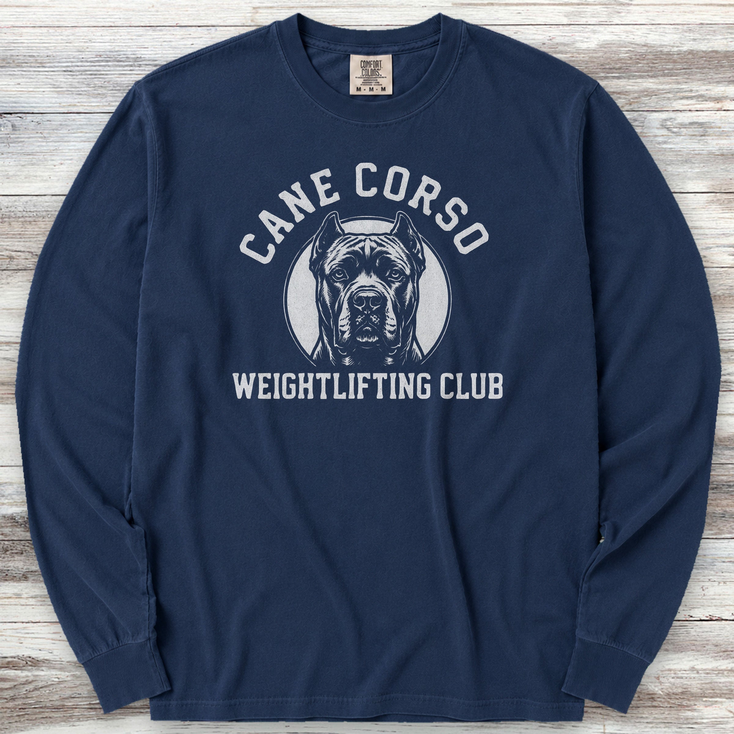 Cane Corso Weightlifting Long Sleeve Tee - True Navy