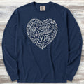 Bernese Mountain Dog Heart Script Long Sleeve Tee - True Navy