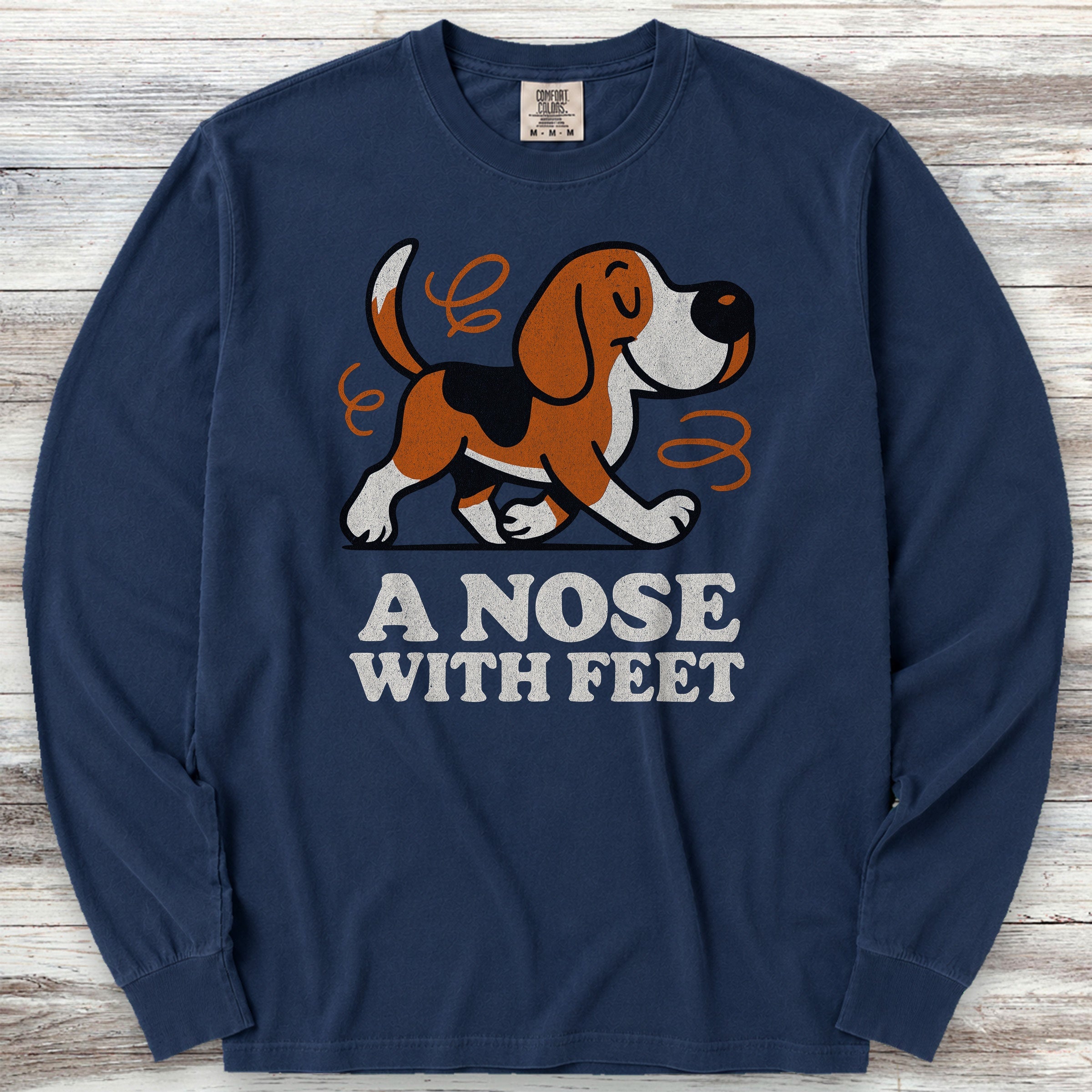 Beagle Nose Long Sleeve Tee - True Navy