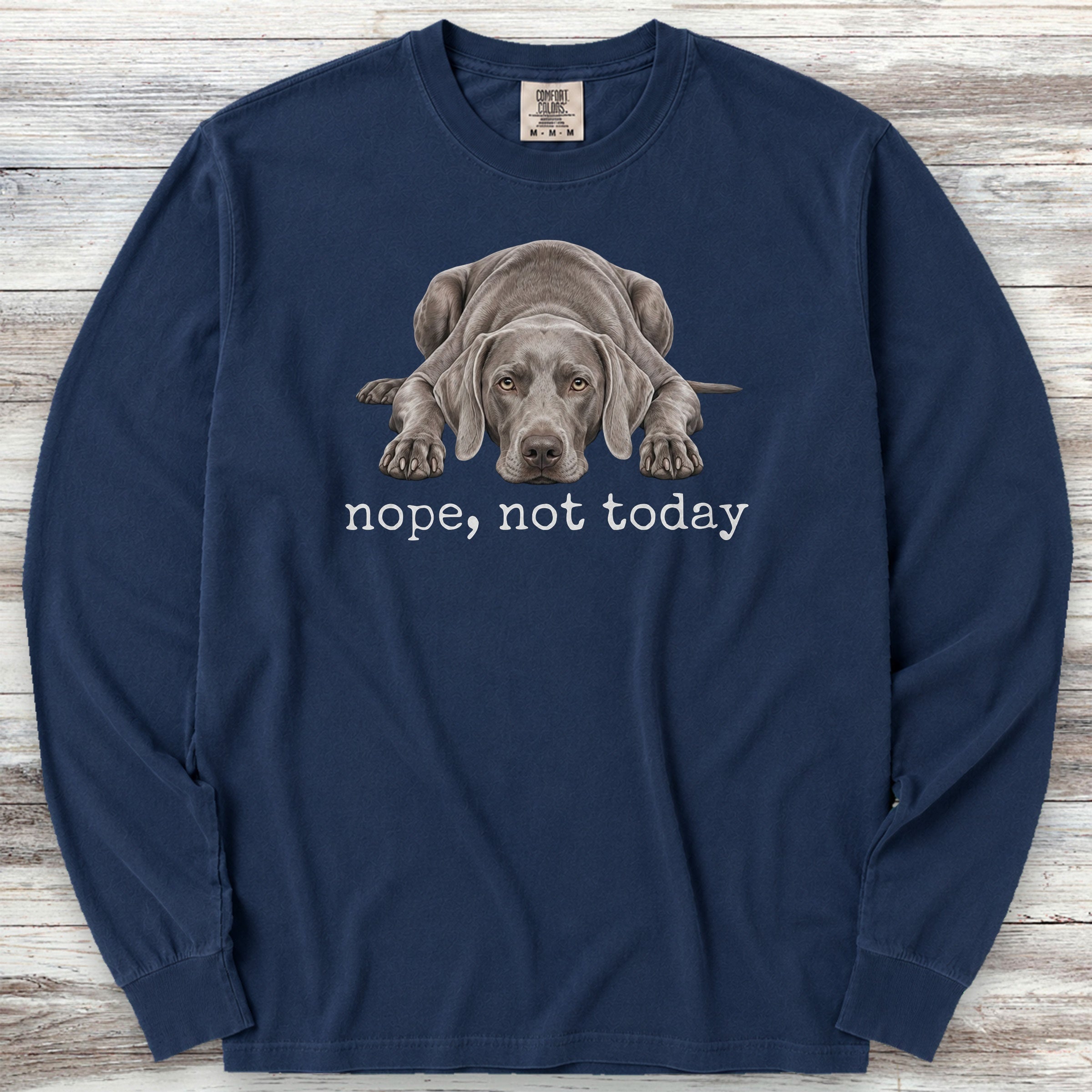 Weimaraner Nope Long Sleeve Tee - True Navy
