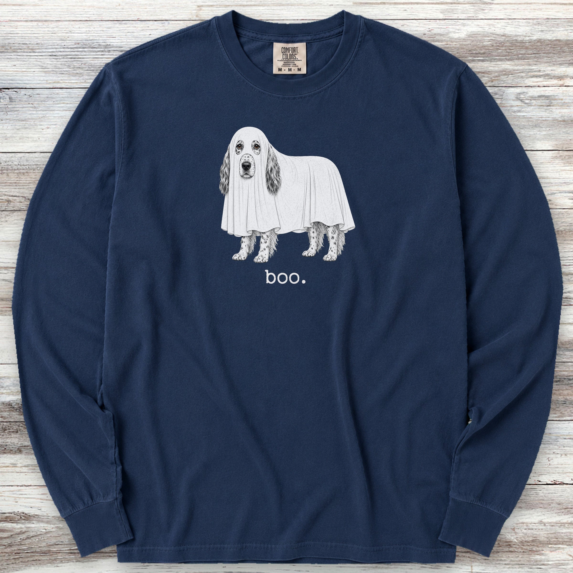 English Setter Boo Long Sleeve Tee - True Navy