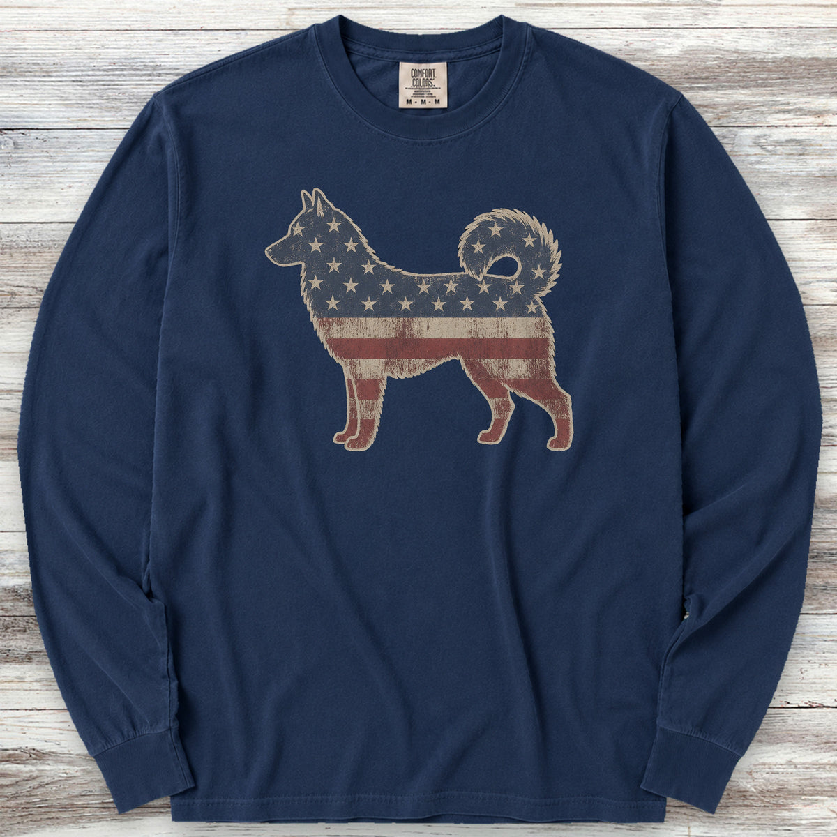 Husky Vintage USA Long Sleeve Tee - True Navy