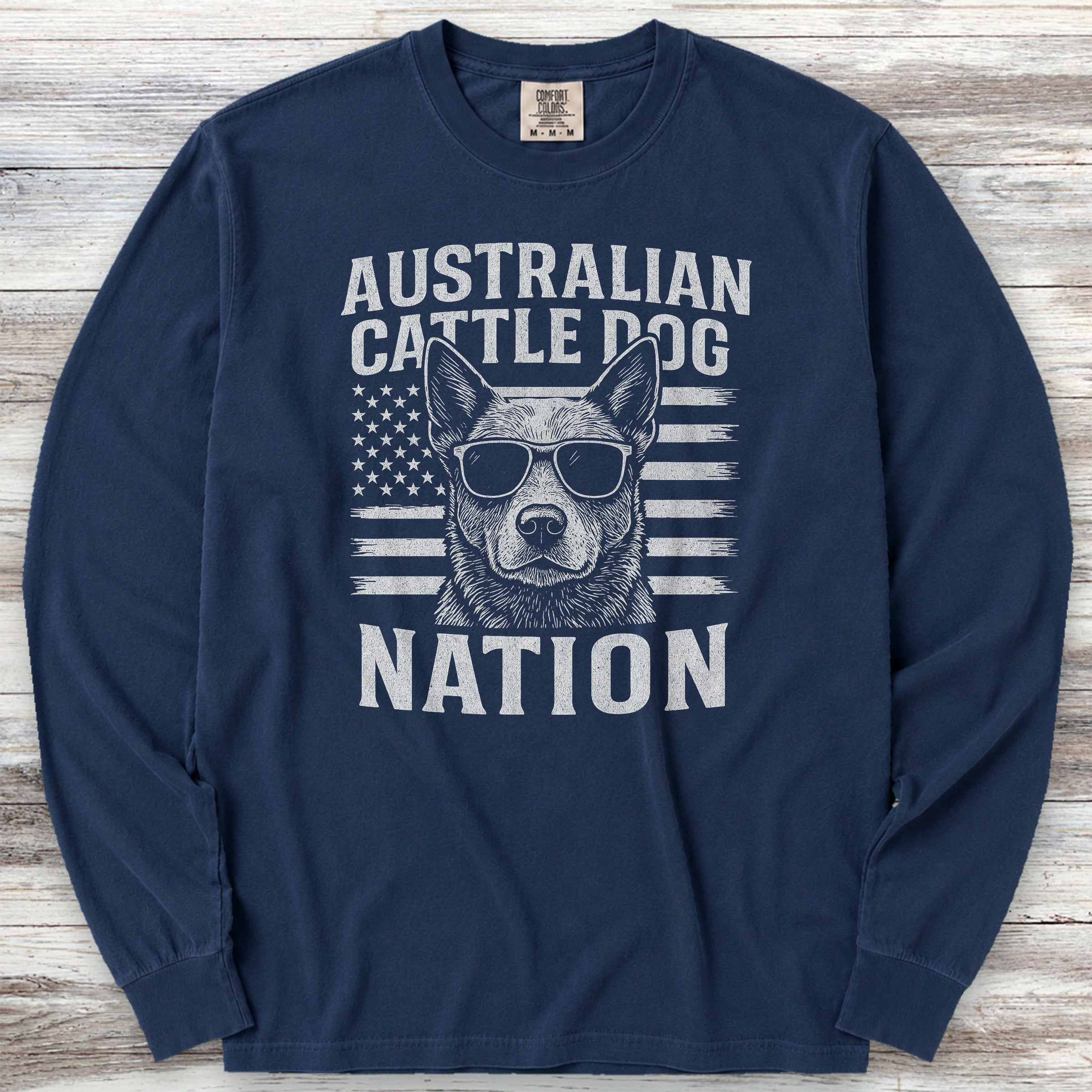 Australian Cattle Dog Nation Long Sleeve Tee - True Navy