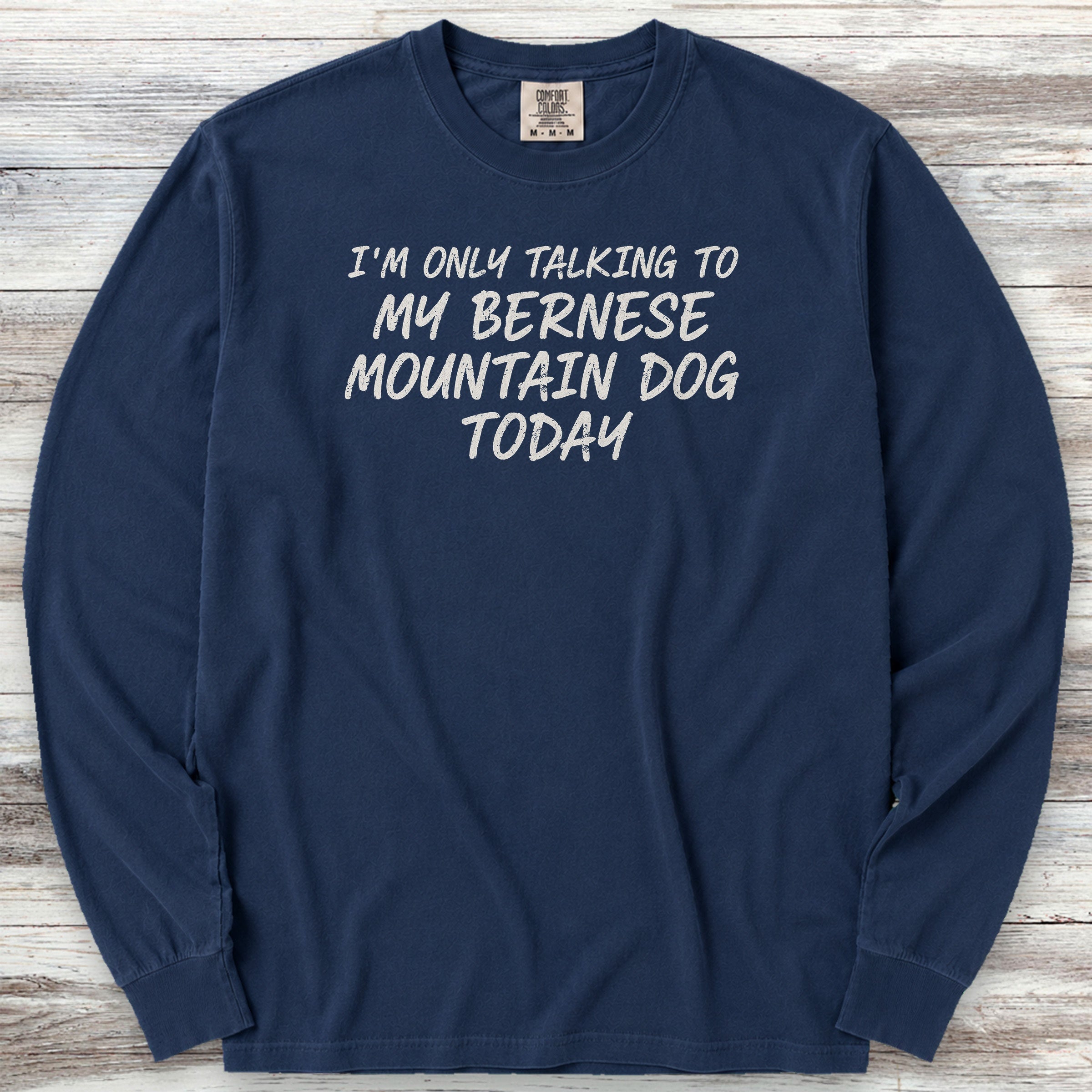 Bernese Mountain Dog Talk Long Sleeve Tee - True Navy