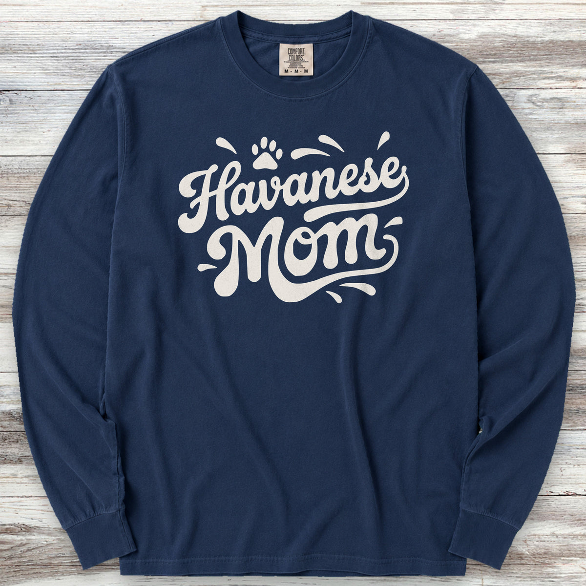 Havanese Groovy Mom Long Sleeve Tee - True Navy
