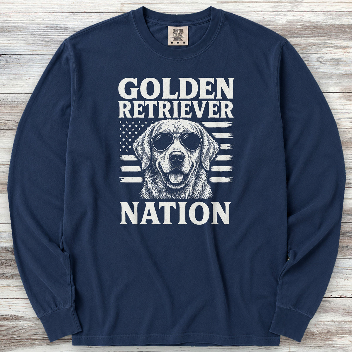 Golden Retriever Nation Long Sleeve Tee - True Navy