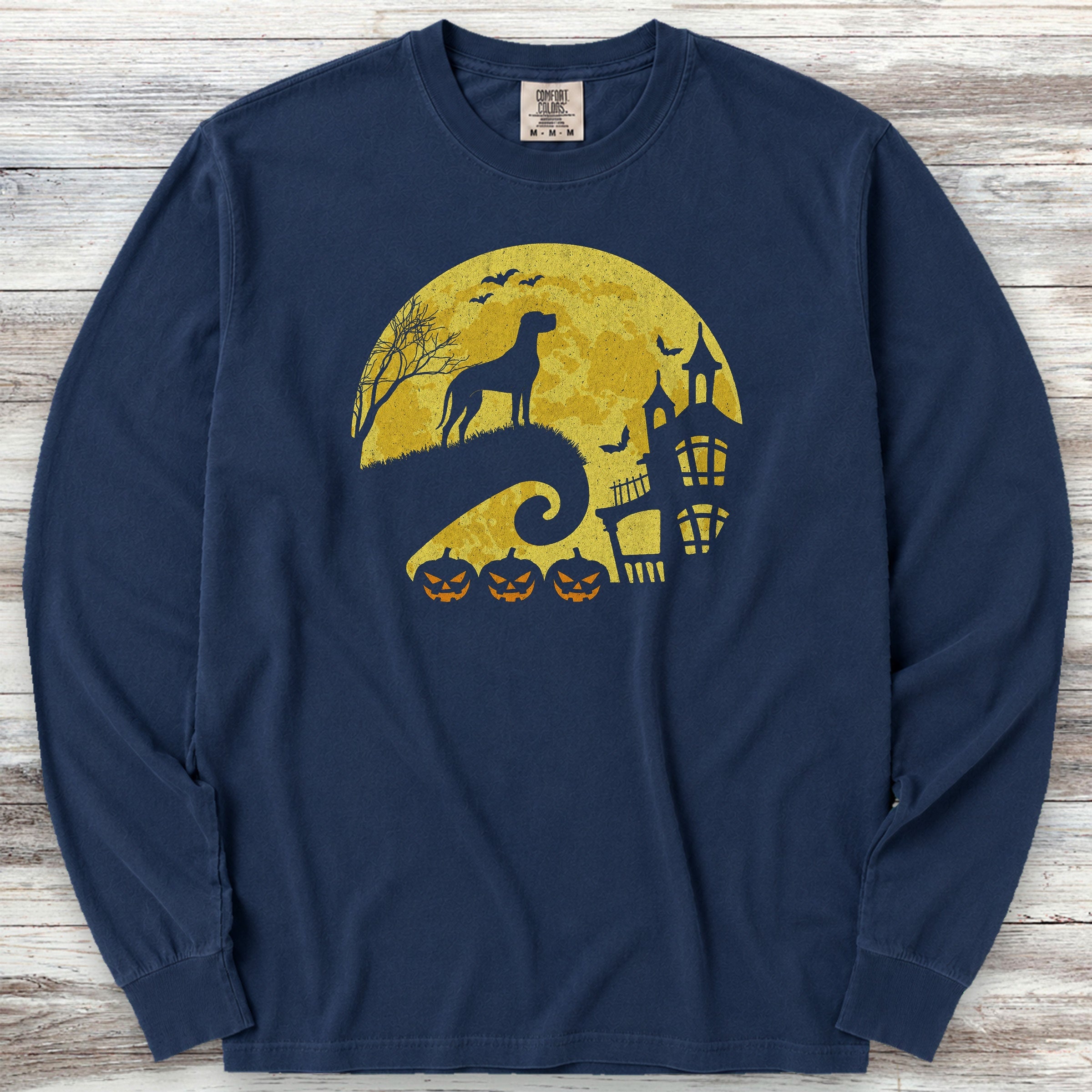 Great Dane Halloween Moon Long Sleeve Tee - True Navy