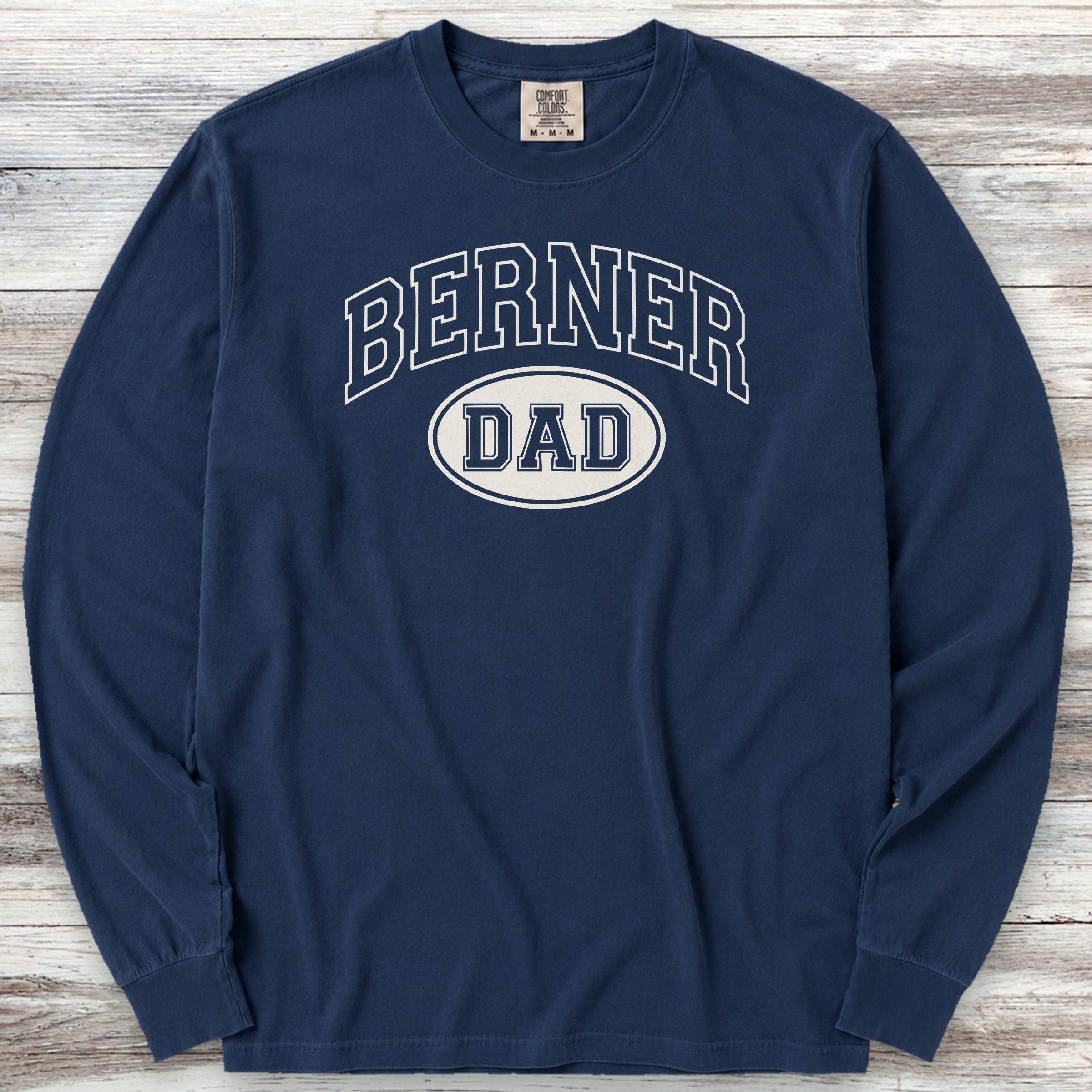 Bernese Mountain Dog Dad Long Sleeve Tee - True Navy