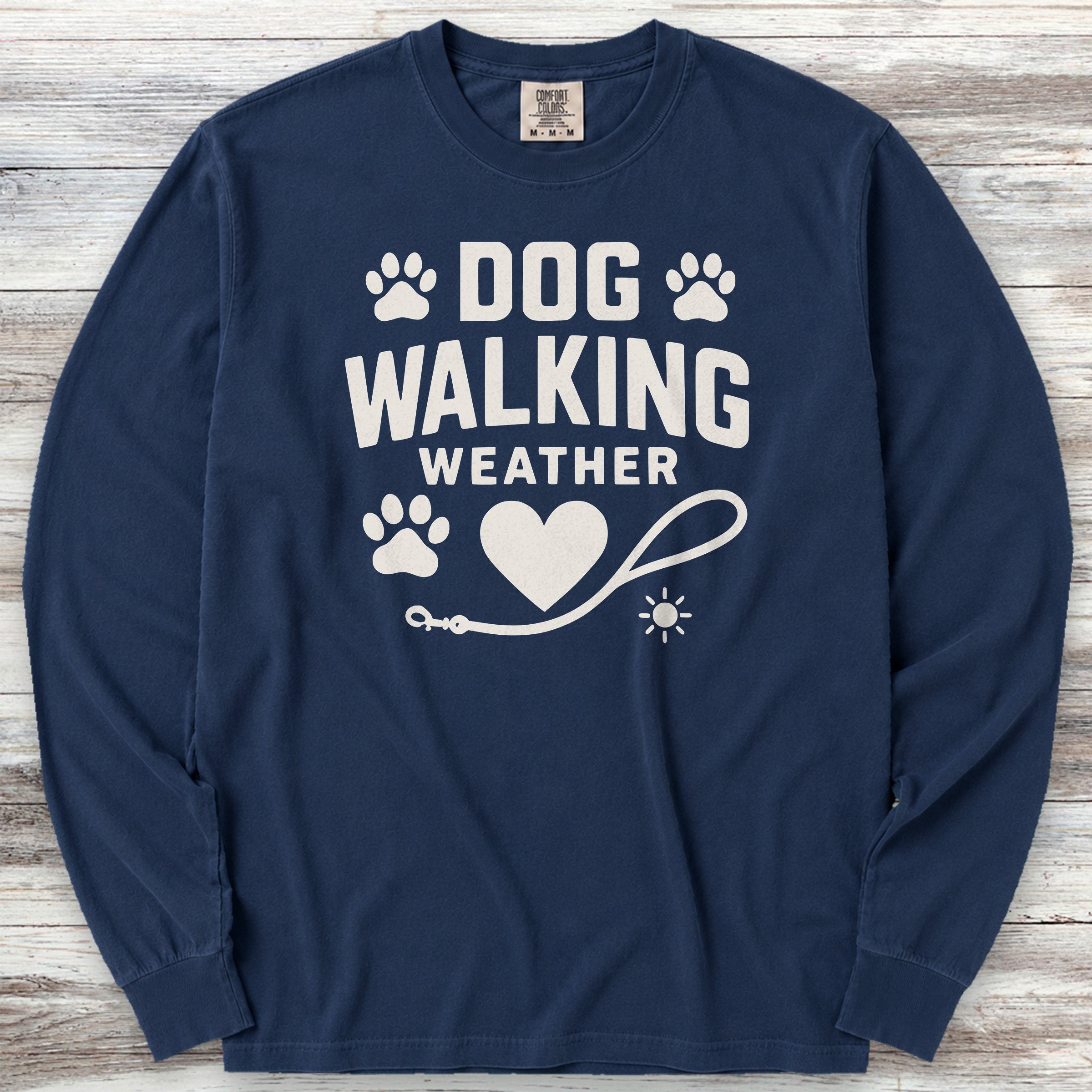 Dog Walking Weather Long Sleeve Tee - True Navy