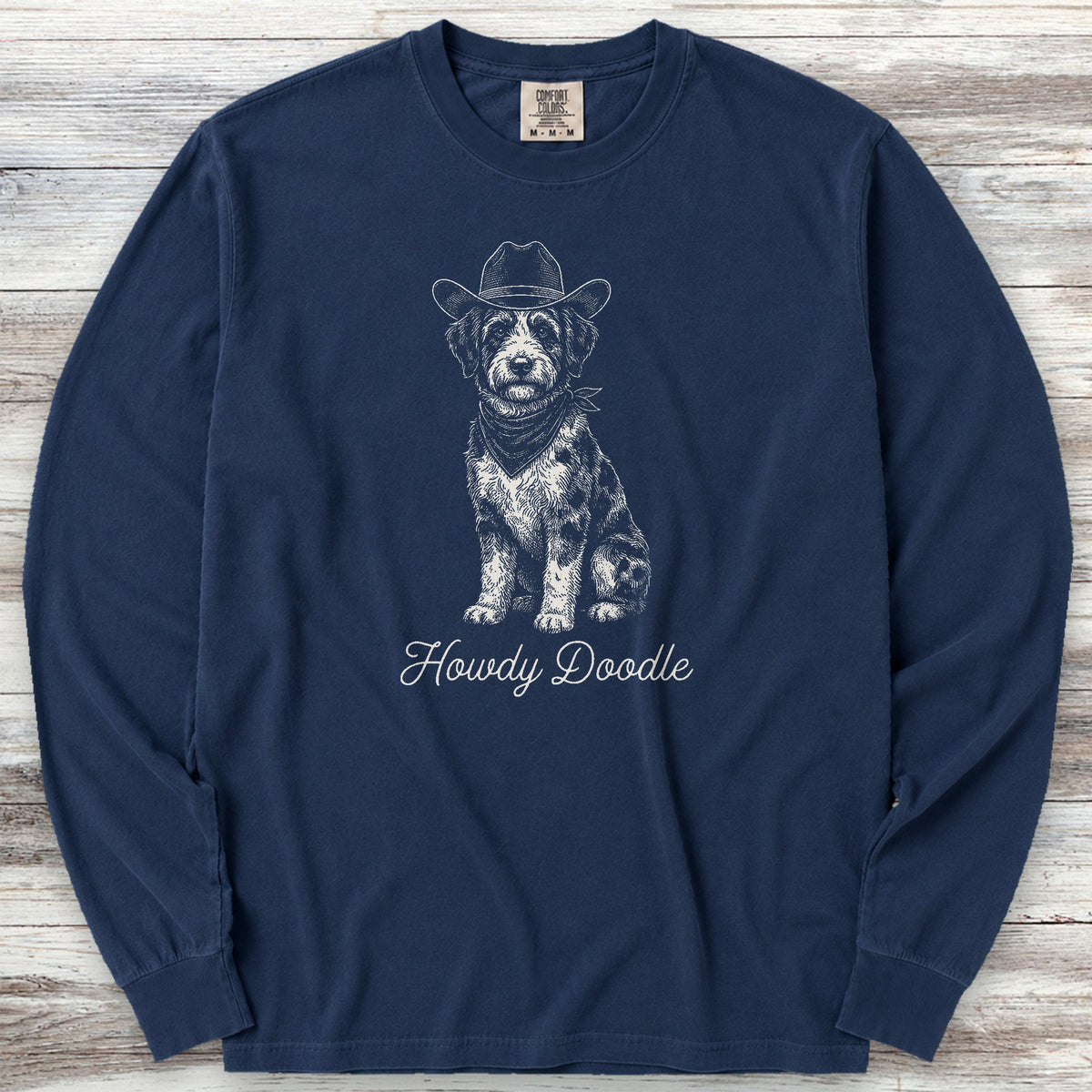 Aussiedoodle Howdy Doodle Long Sleeve Tee - True Navy