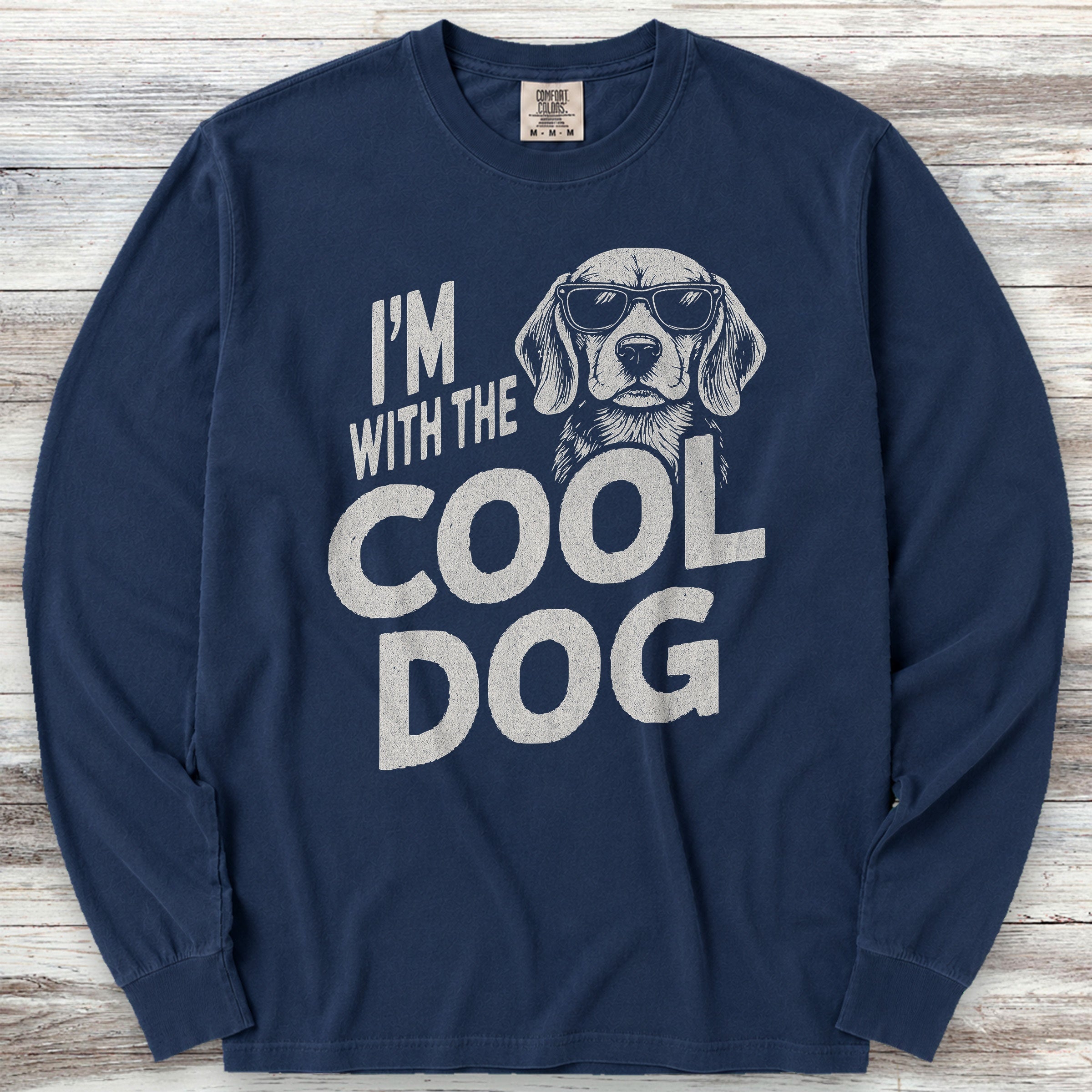 Cool Dog Beagle Long Sleeve Tee - True Navy