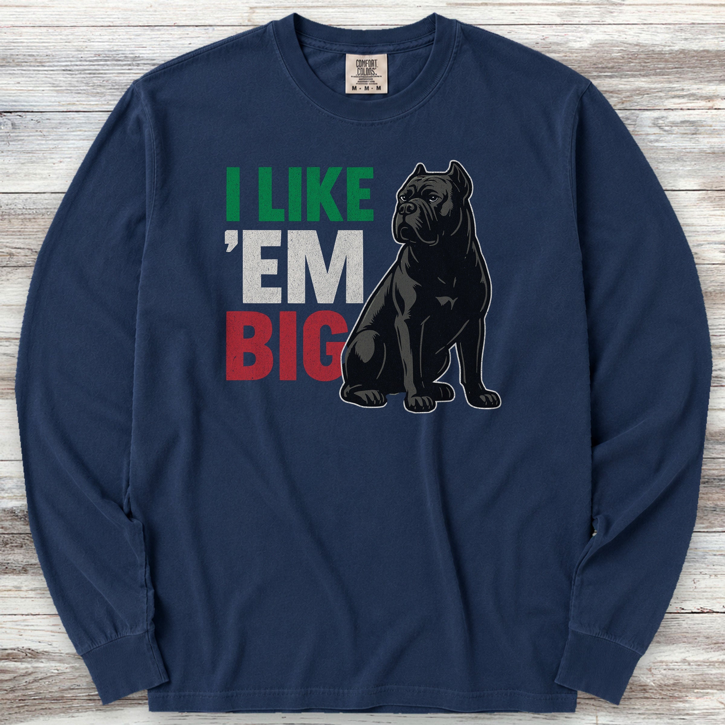 Cane Corso Big Long Sleeve Tee - True Navy
