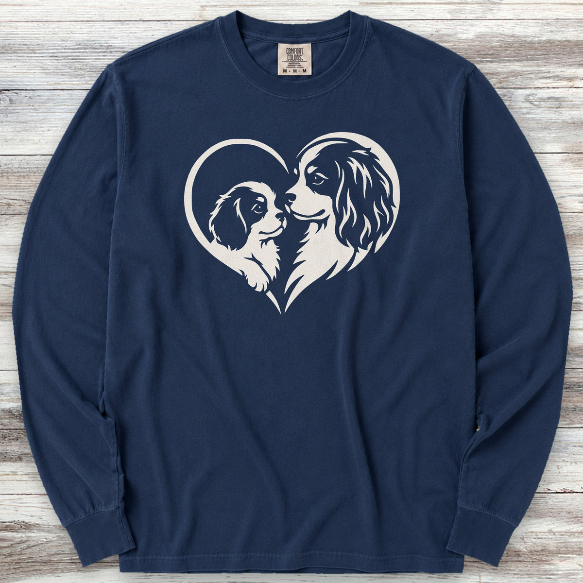 Cavalier King Charles Heart Bond Long Sleeve Tee - True Navy