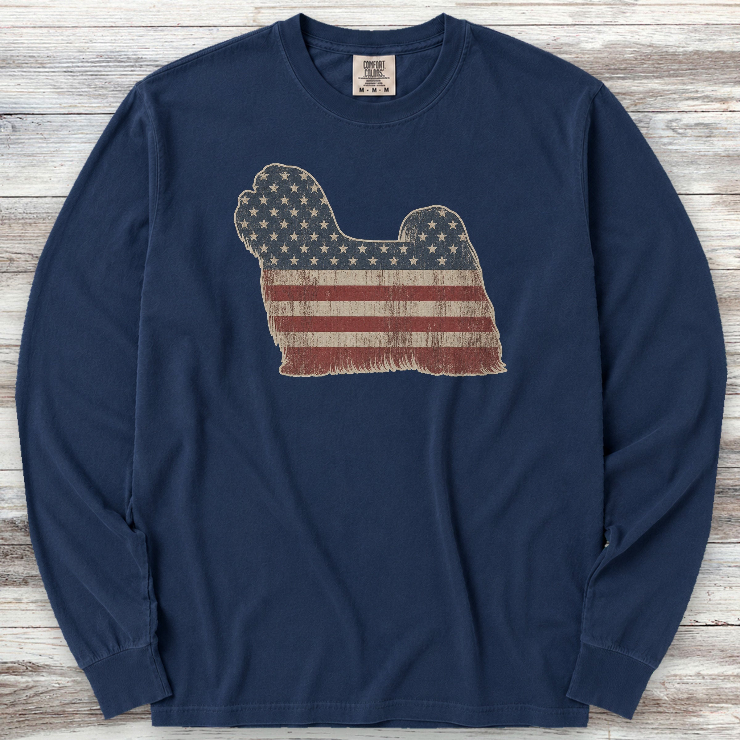 Maltese Vintage USA Long Sleeve Tee - True Navy
