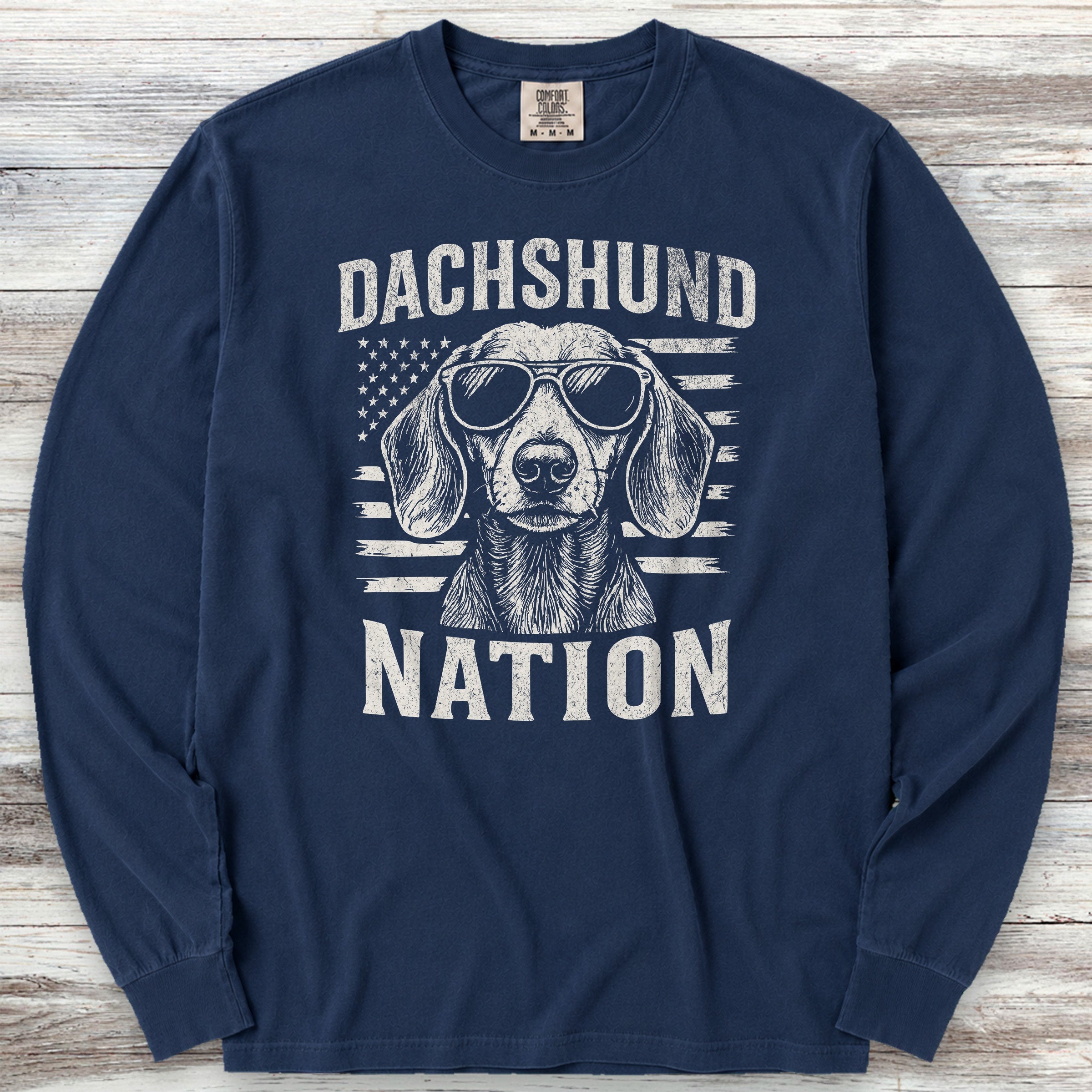 Dachshund Nation Long Sleeve Tee - True Navy