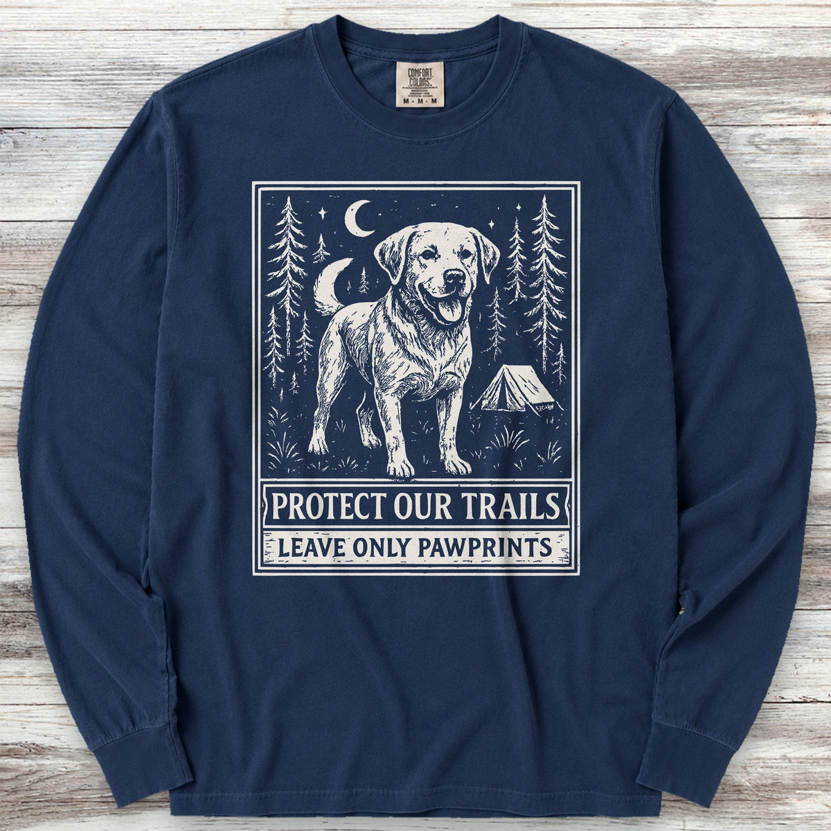 Labrador Retriever Protect Trails Long Sleeve Tee - True Navy