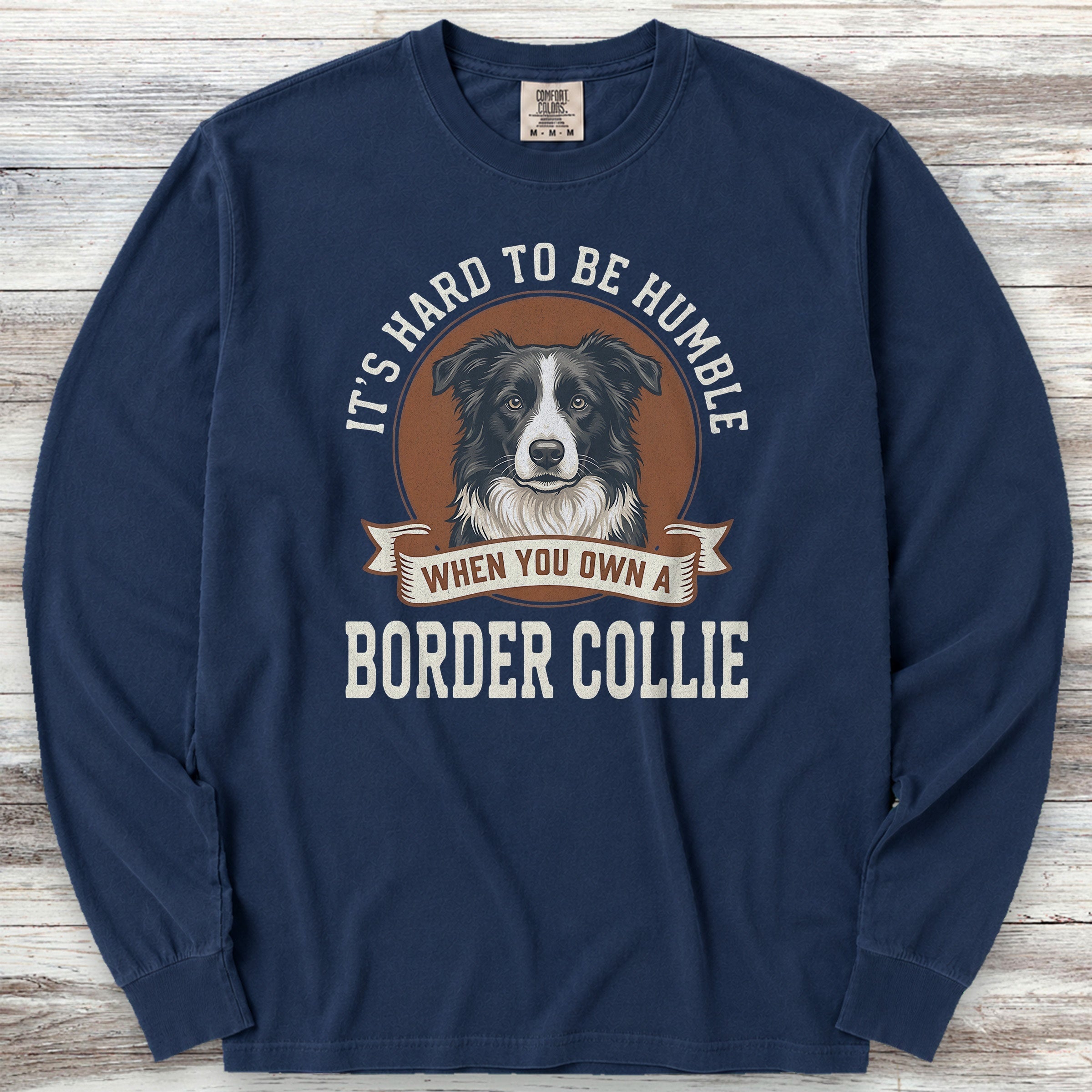 Border Collie Humble Long Sleeve Tee - True Navy