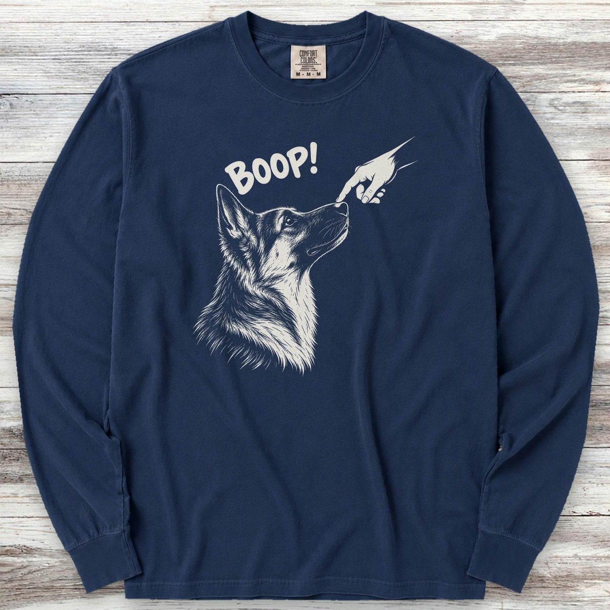 German Shepherd BOOP! Long Sleeve Tee - True Navy