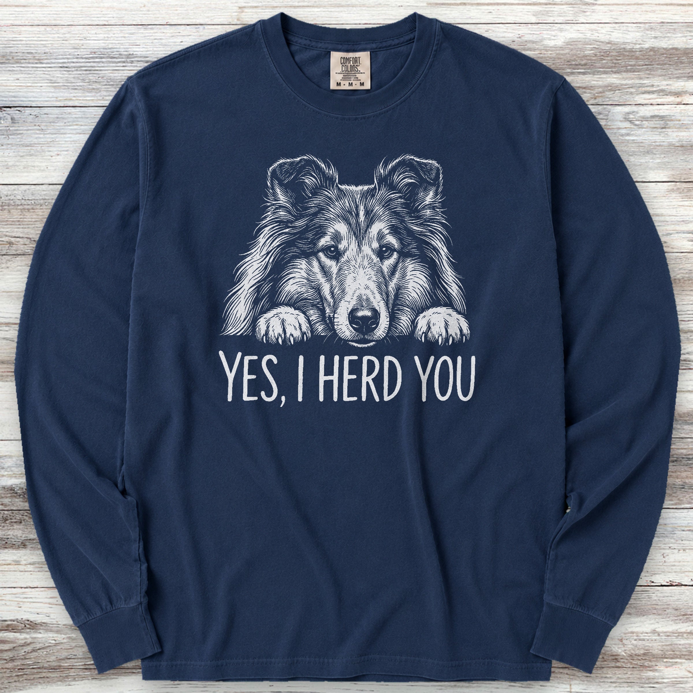 Rough Collie Herd You Long Sleeve Tee - True Navy