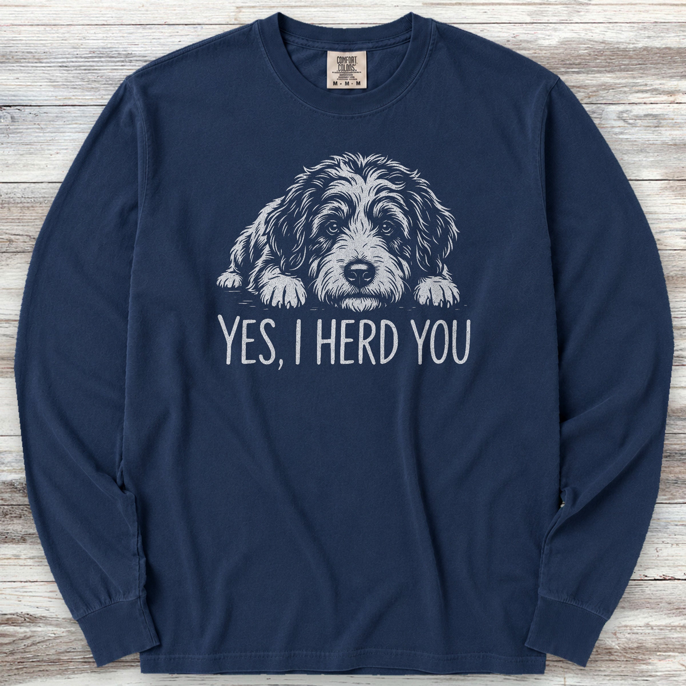 Bernedoodle Herd You Long Sleeve Tee - True Navy