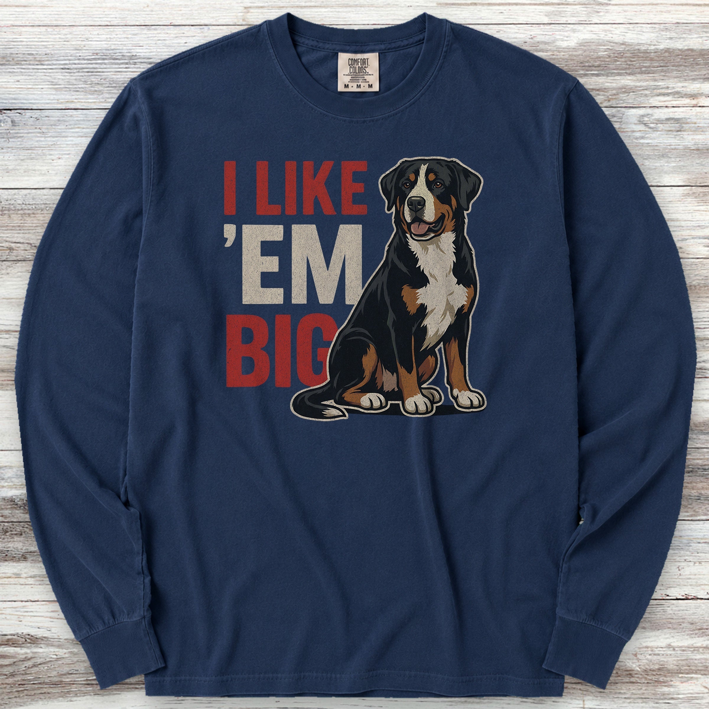 Swiss Mountain Dog Big Long Sleeve Tee - True Navy
