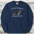 Basset Hound Low Places Long Sleeve Tee - True Navy