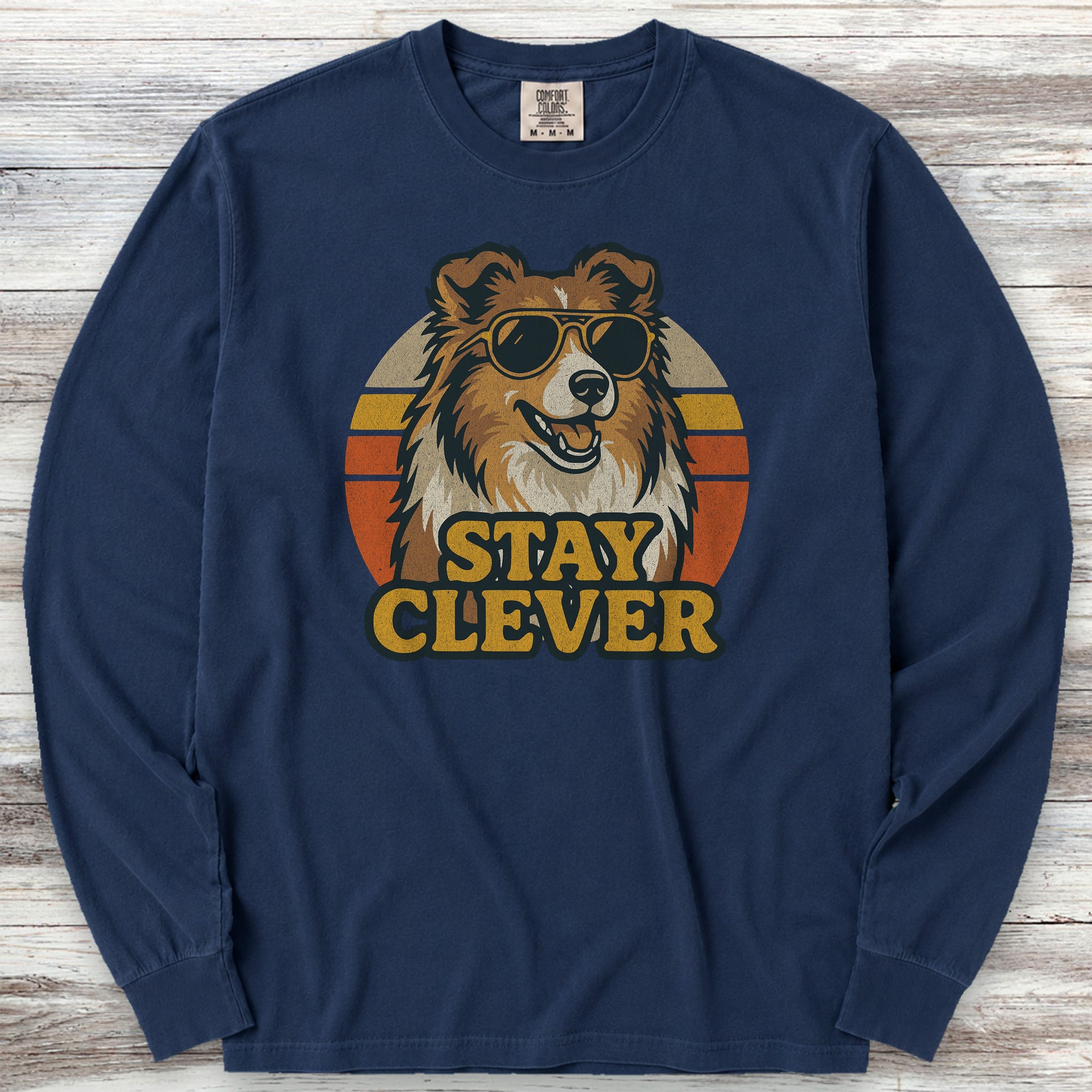 Shetland Sheepdog Clever Long Sleeve Tee - True Navy