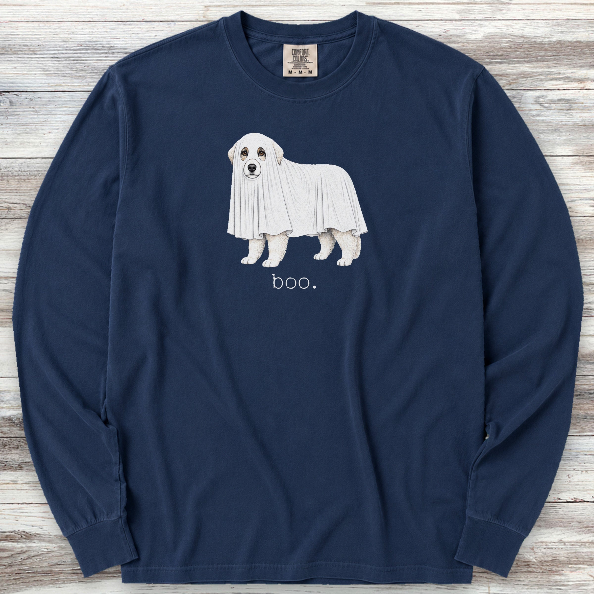 Great Pyrenees Boo Long Sleeve Tee - True Navy
