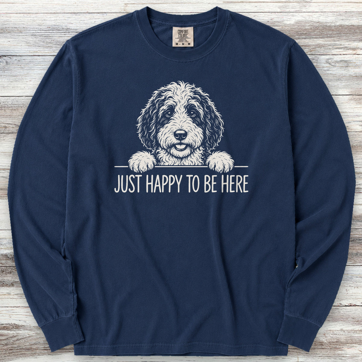 Sheepadoodle Happy Long Sleeve Tee - True Navy