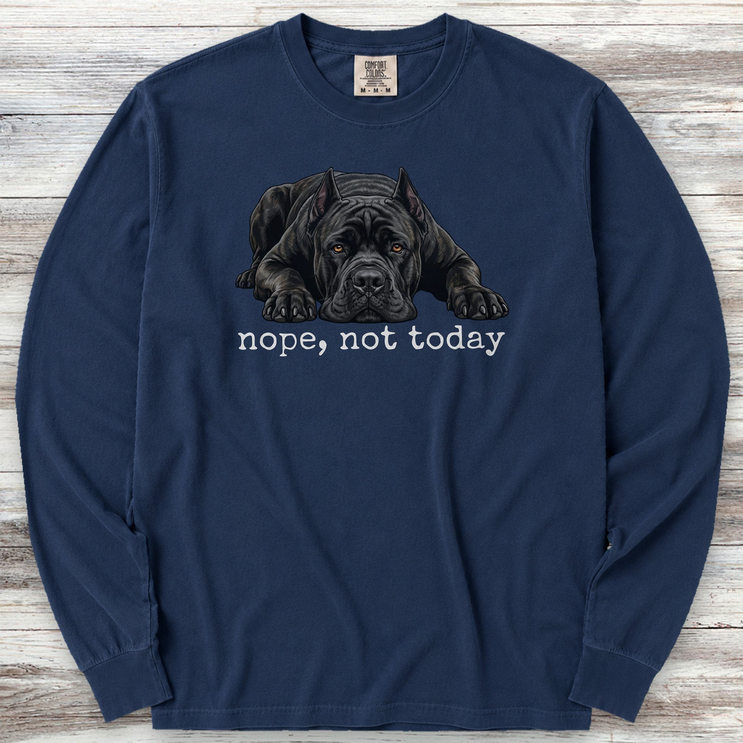 Cane Corso Cropped Nope Long Sleeve Tee - True Navy