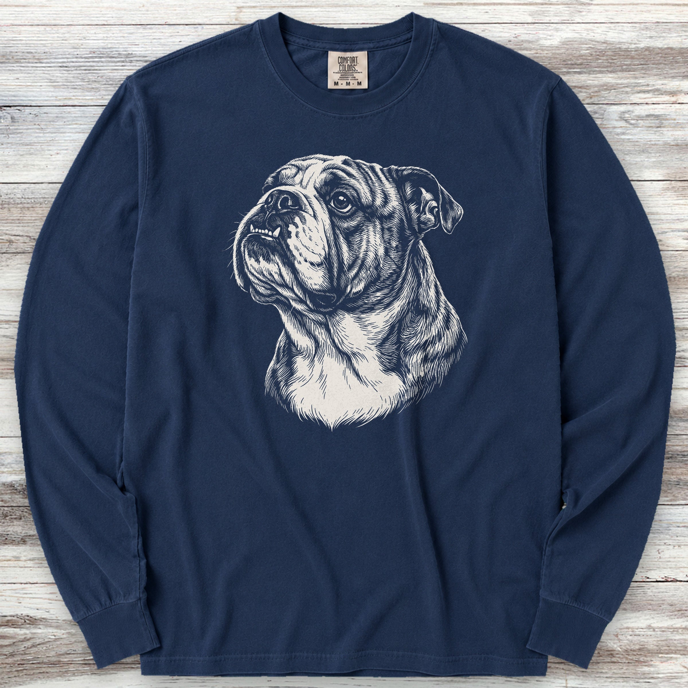 English Bulldog Loyalty Long Sleeve Tee - True Navy