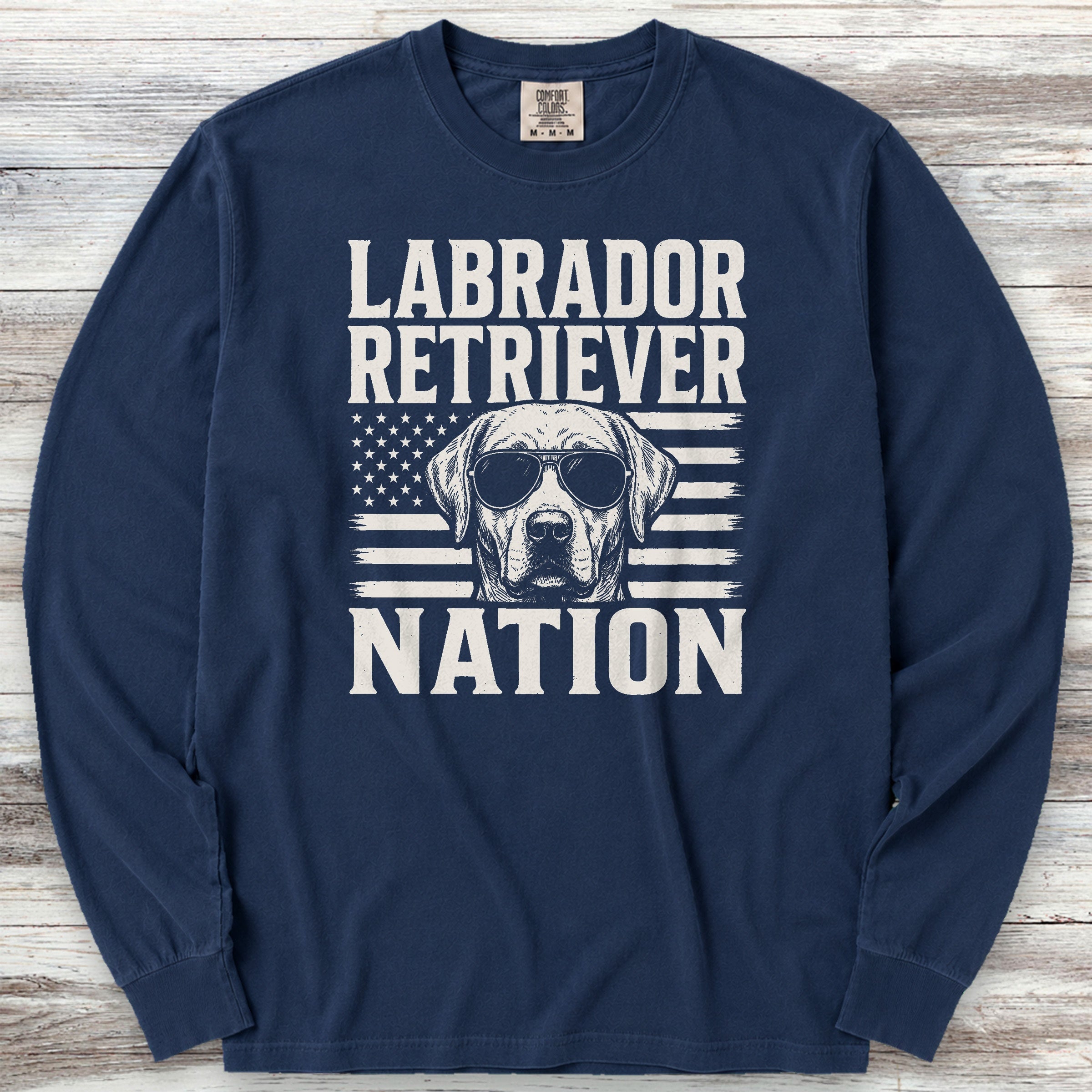 Labrador Retriever Nation Long Sleeve Tee - True Navy