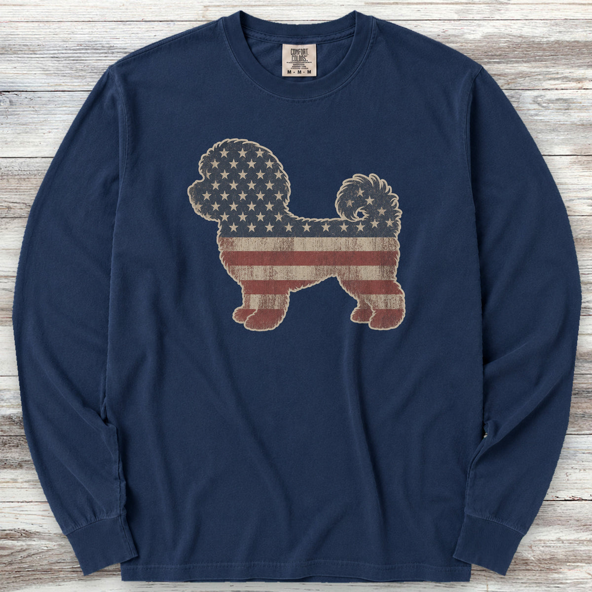 Maltipoo Vintage USA Long Sleeve Tee - True Navy