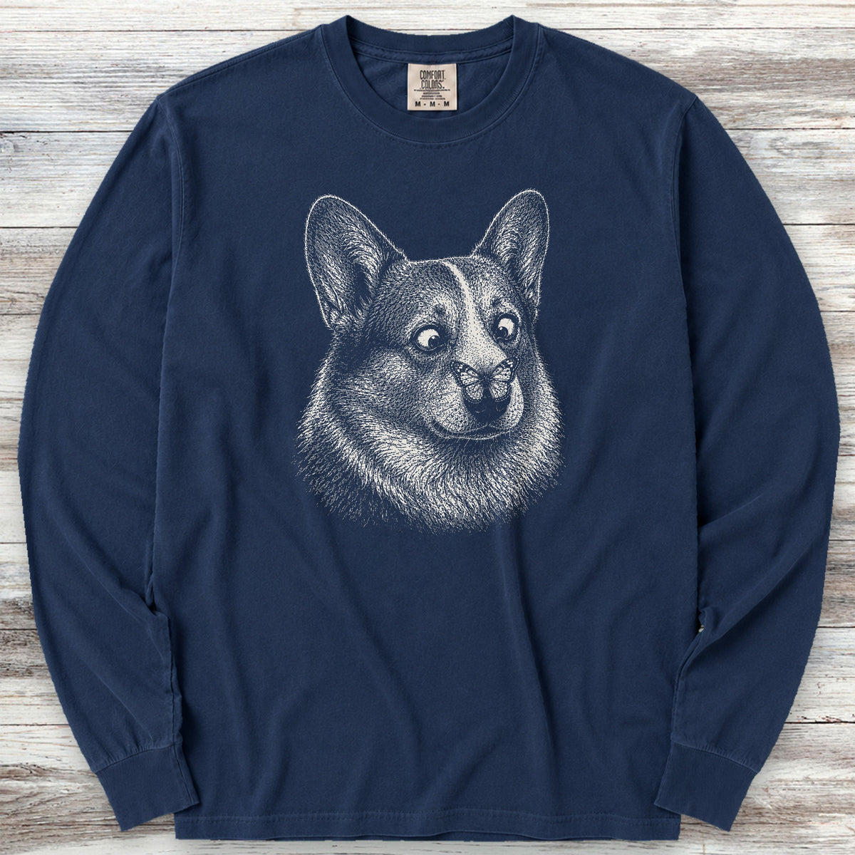 Corgi Butterfly Long Sleeve Tee - True Navy