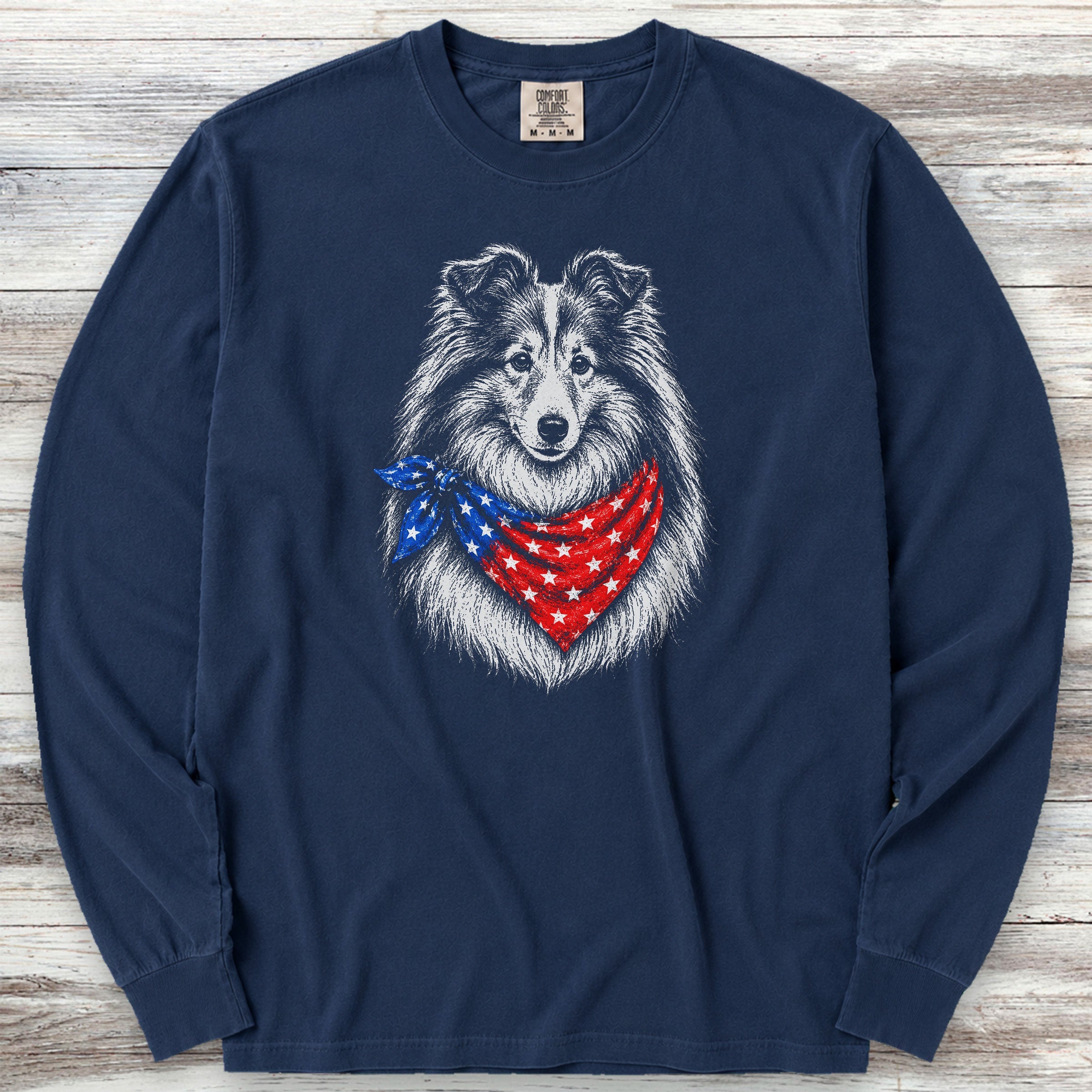 Shetland Sheepdog USA Long Sleeve Tee - True Navy