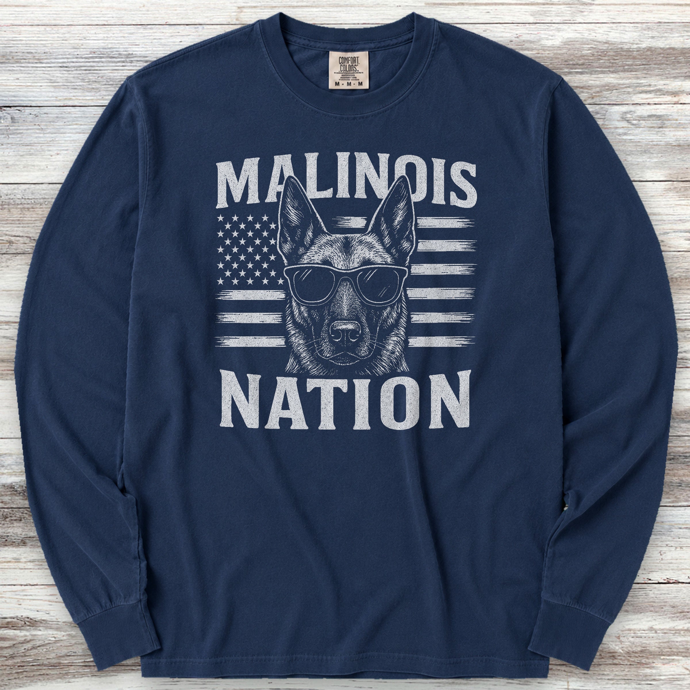 Belgian Malinois Nation Long Sleeve Tee - True Navy