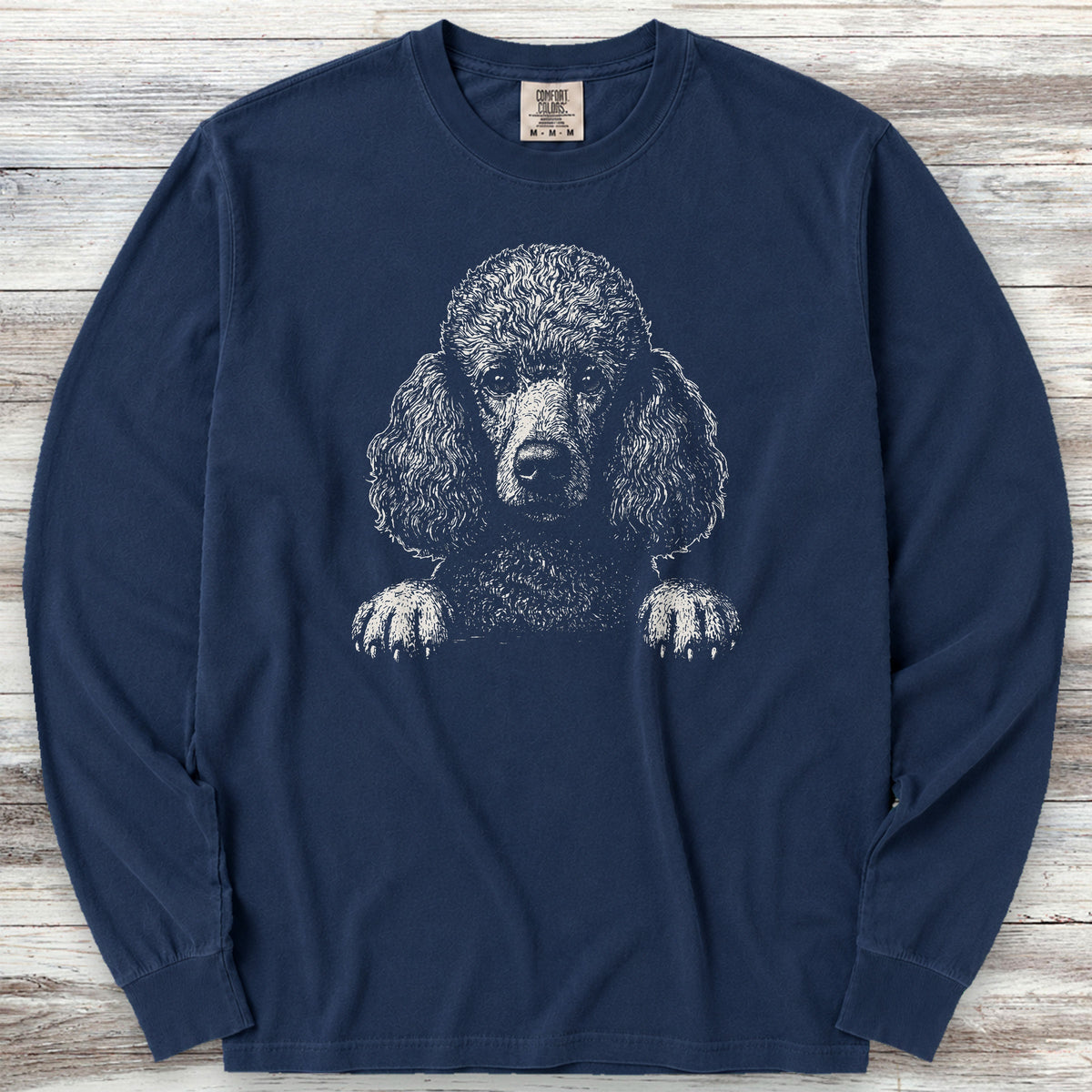 Hello Poodle Long Sleeve Tee - True Navy