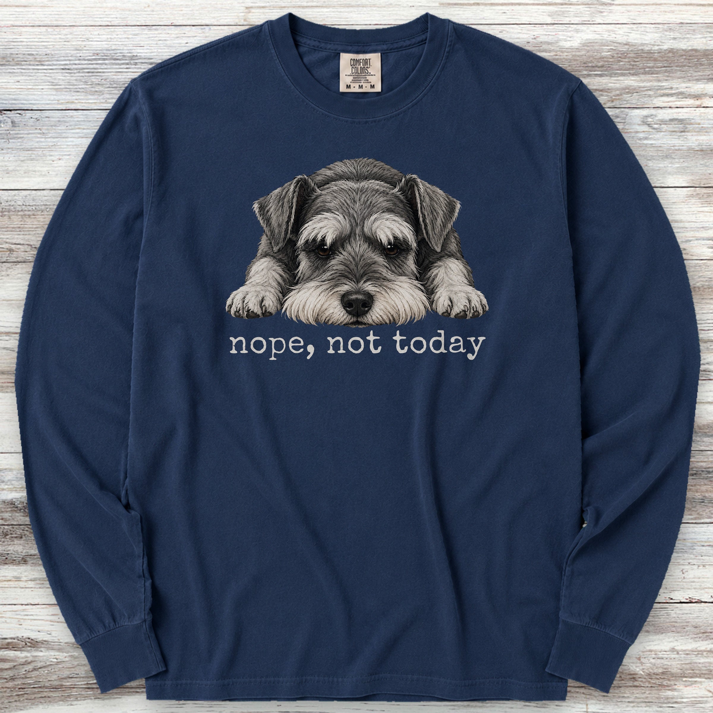 Schnauzer Nope Long Sleeve Tee - True Navy