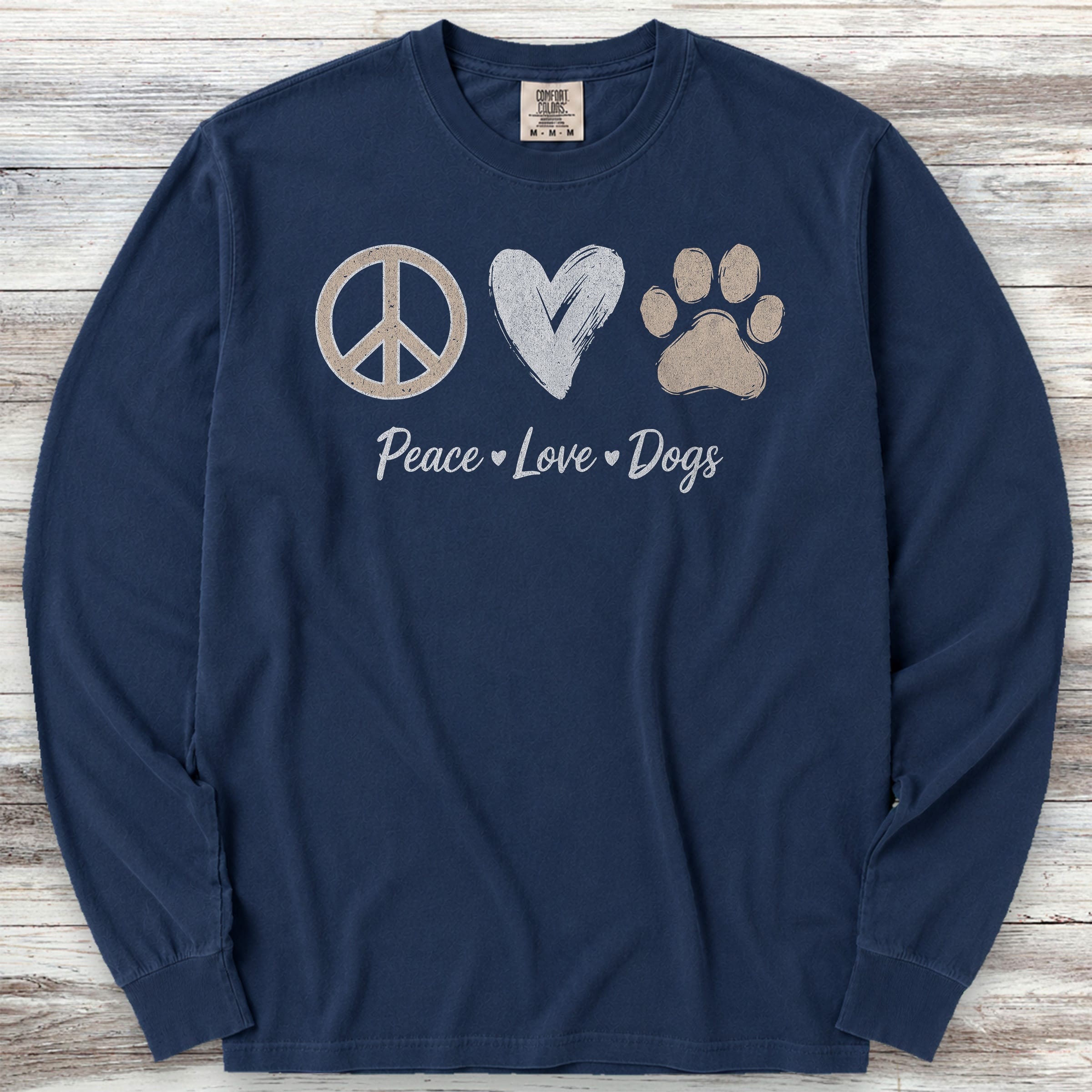 Peace Love Dogs Long Sleeve Tee - True Navy