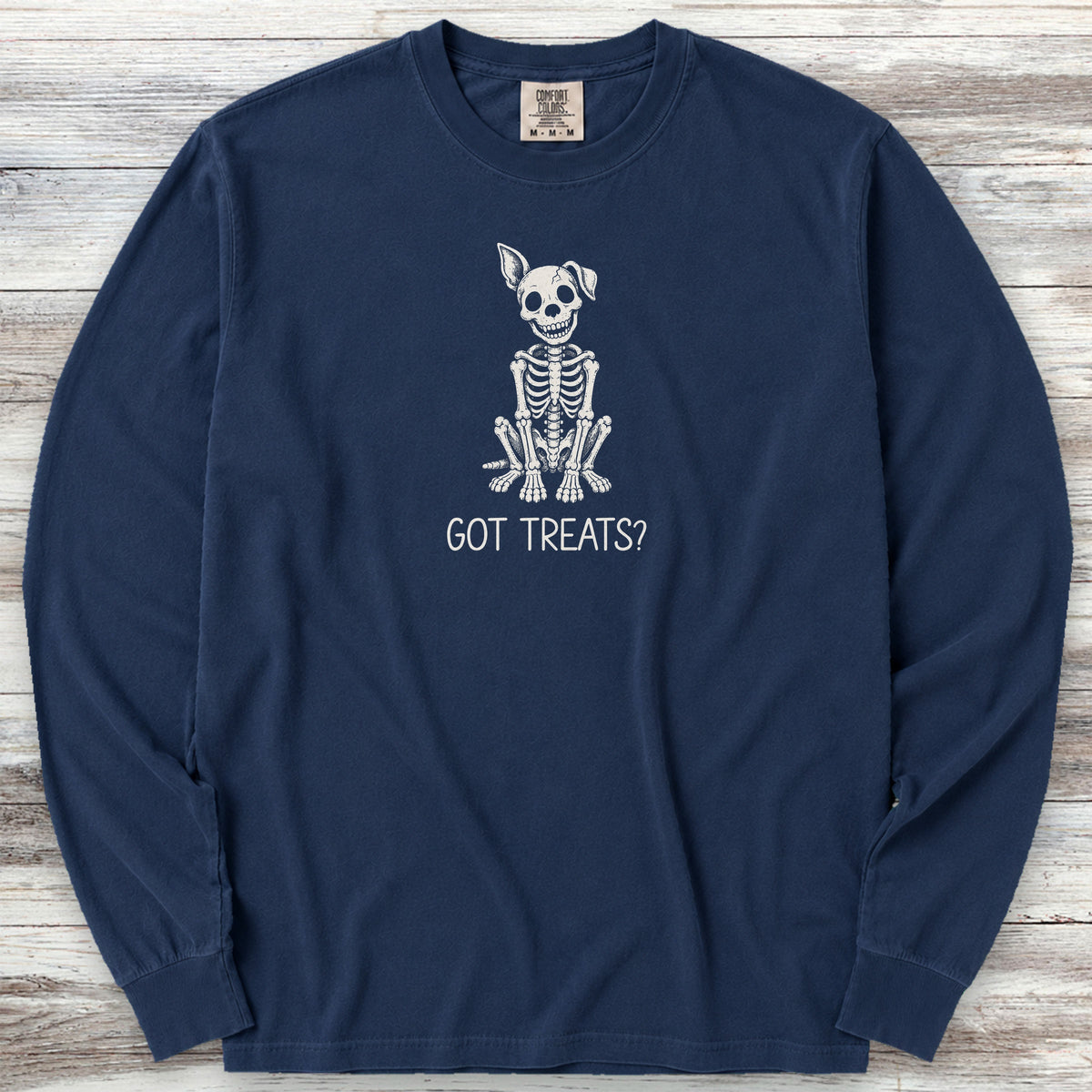 Skelly Dog Got Treats Long Sleeve Tee - True Navy