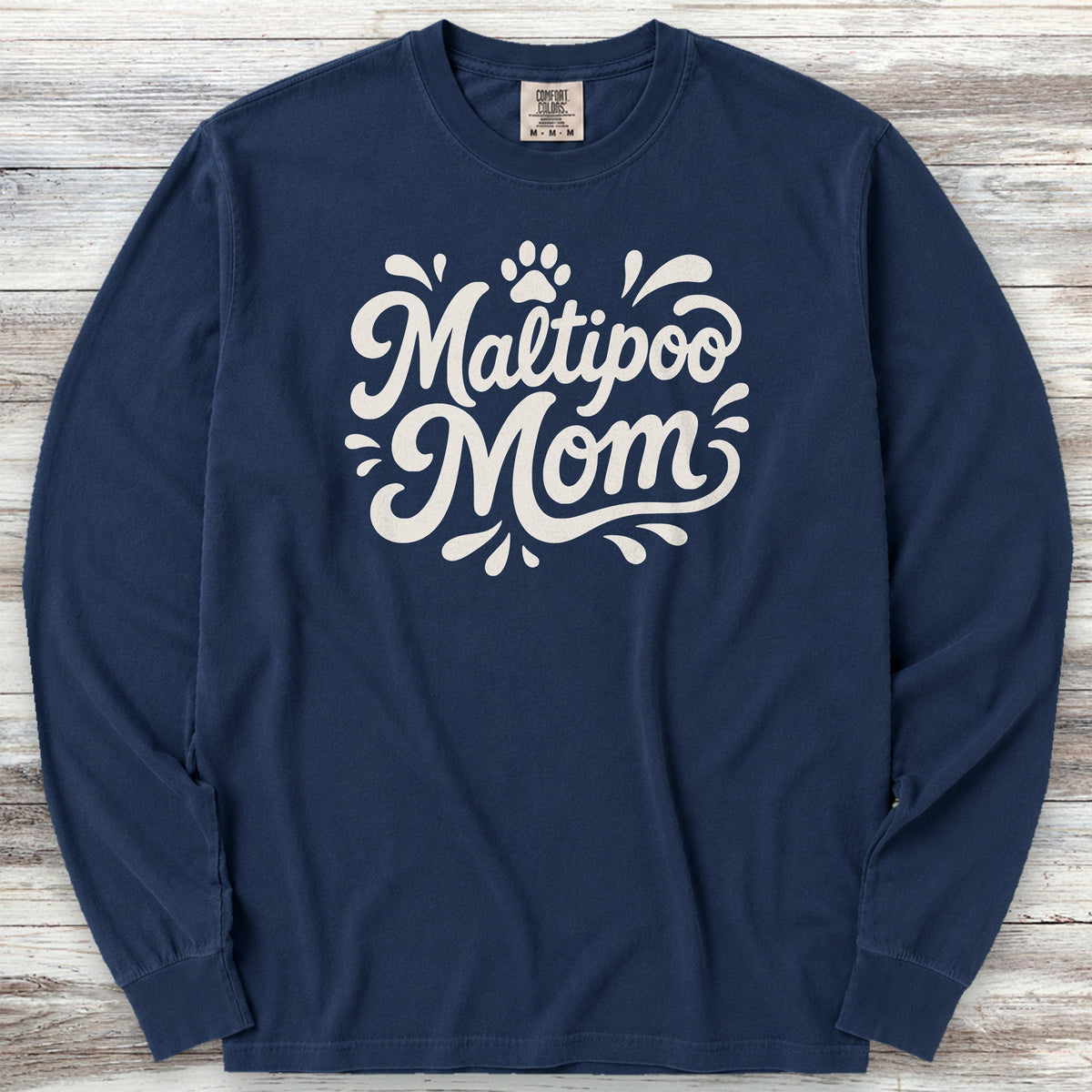 Maltipoo Groovy Mom Long Sleeve Tee - True Navy
