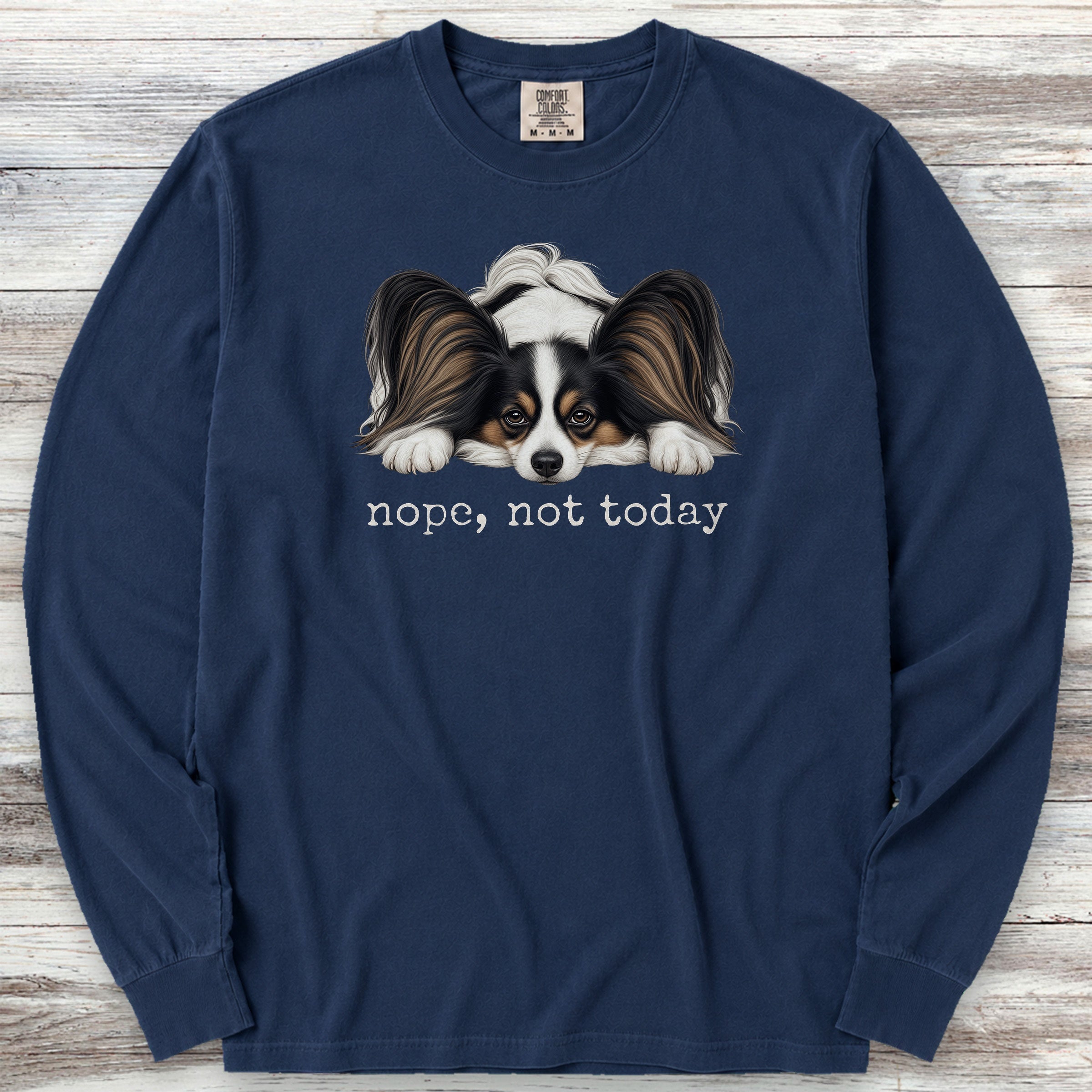 Papillon Nope Long Sleeve Tee - True Navy